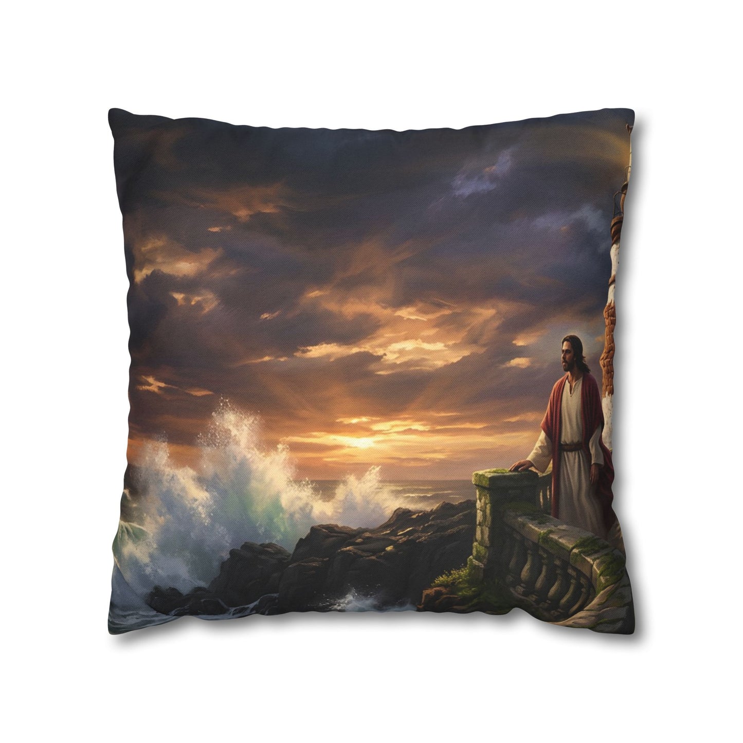 “Steadfast Hope - Lighthouse in the Storm” - Pillowcase