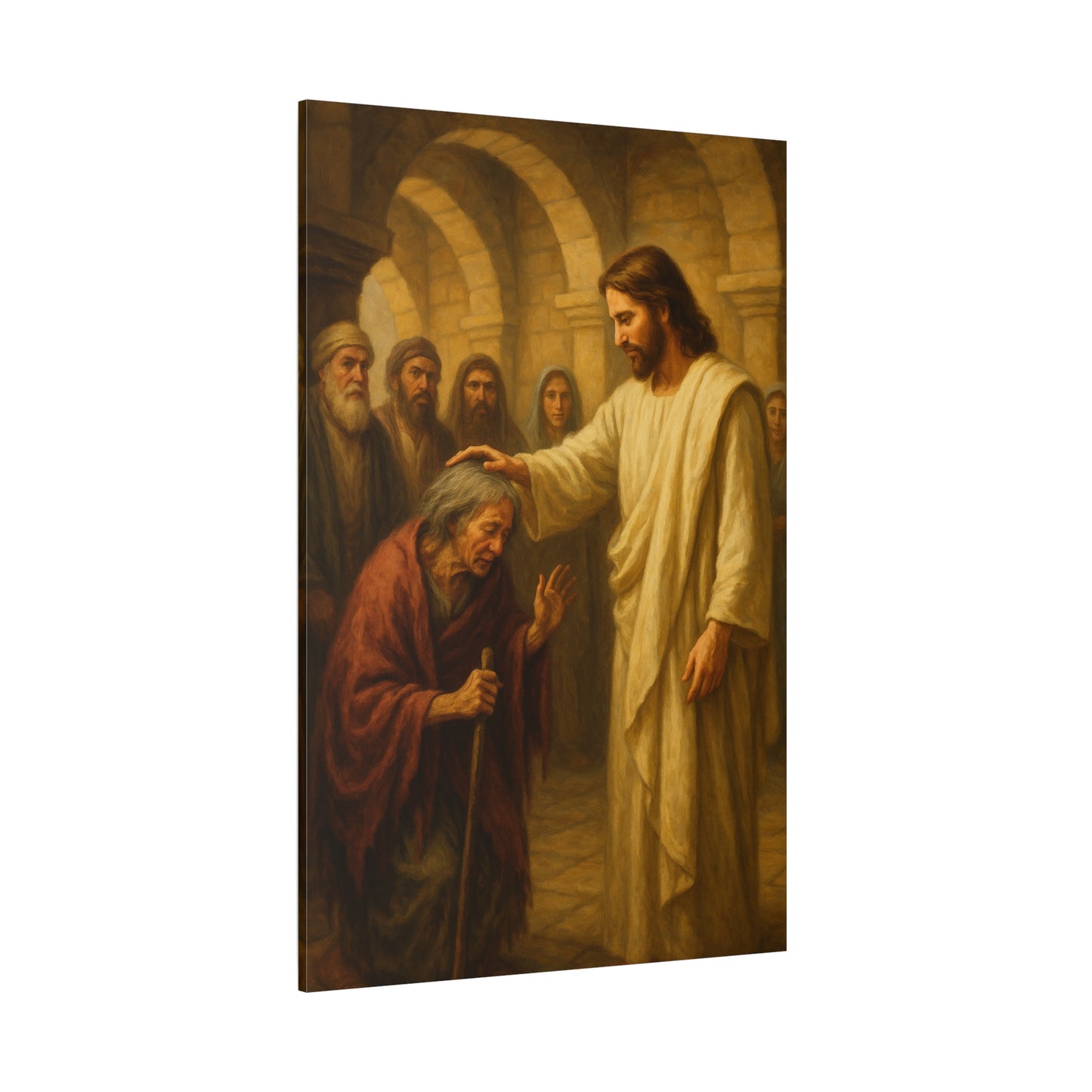 “Jesus Heals the Woman Bent for 18 Years – Luke 13:10–17” - Canvas Art