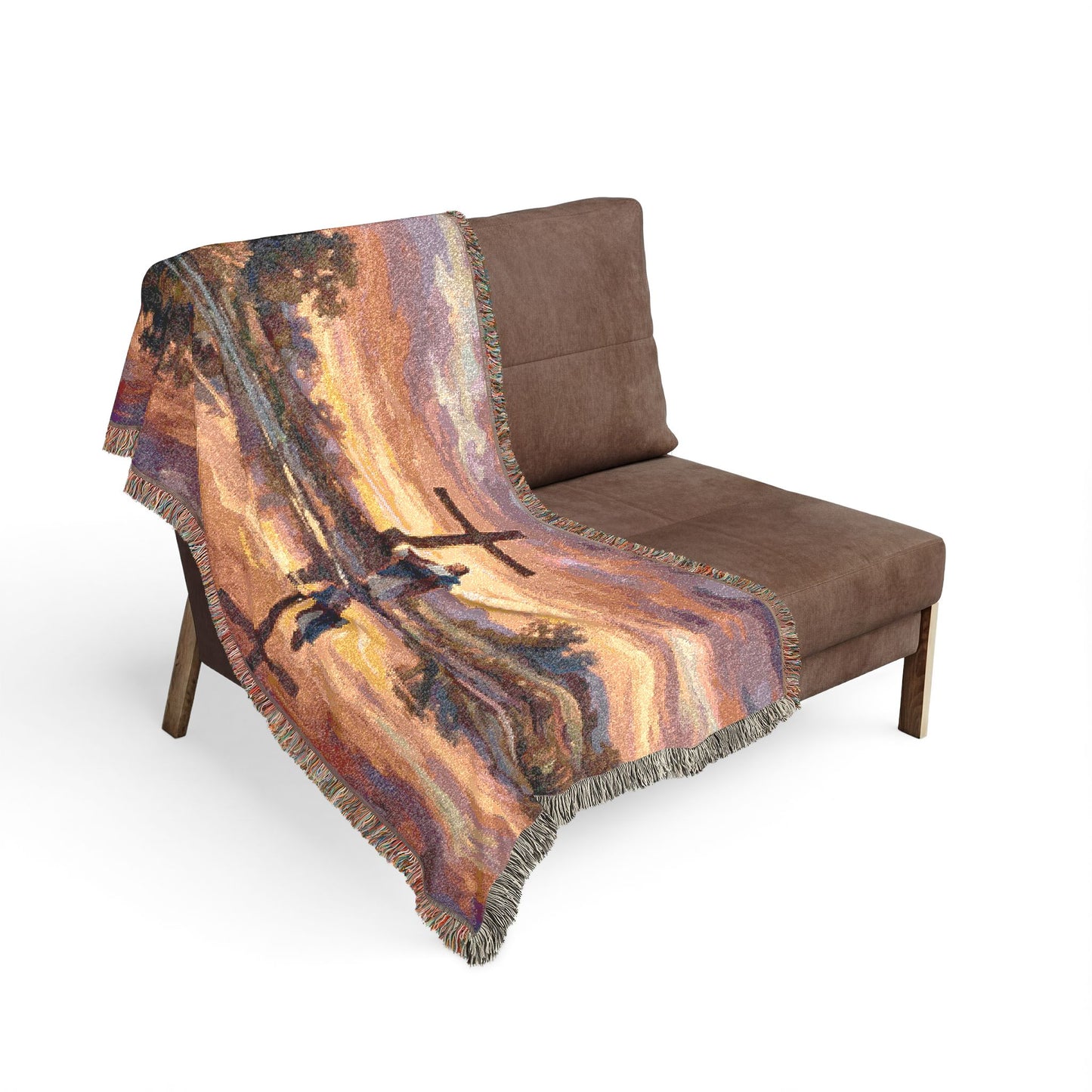 “Living Water - Cross Reflected at Dawn” - Woven Blanket