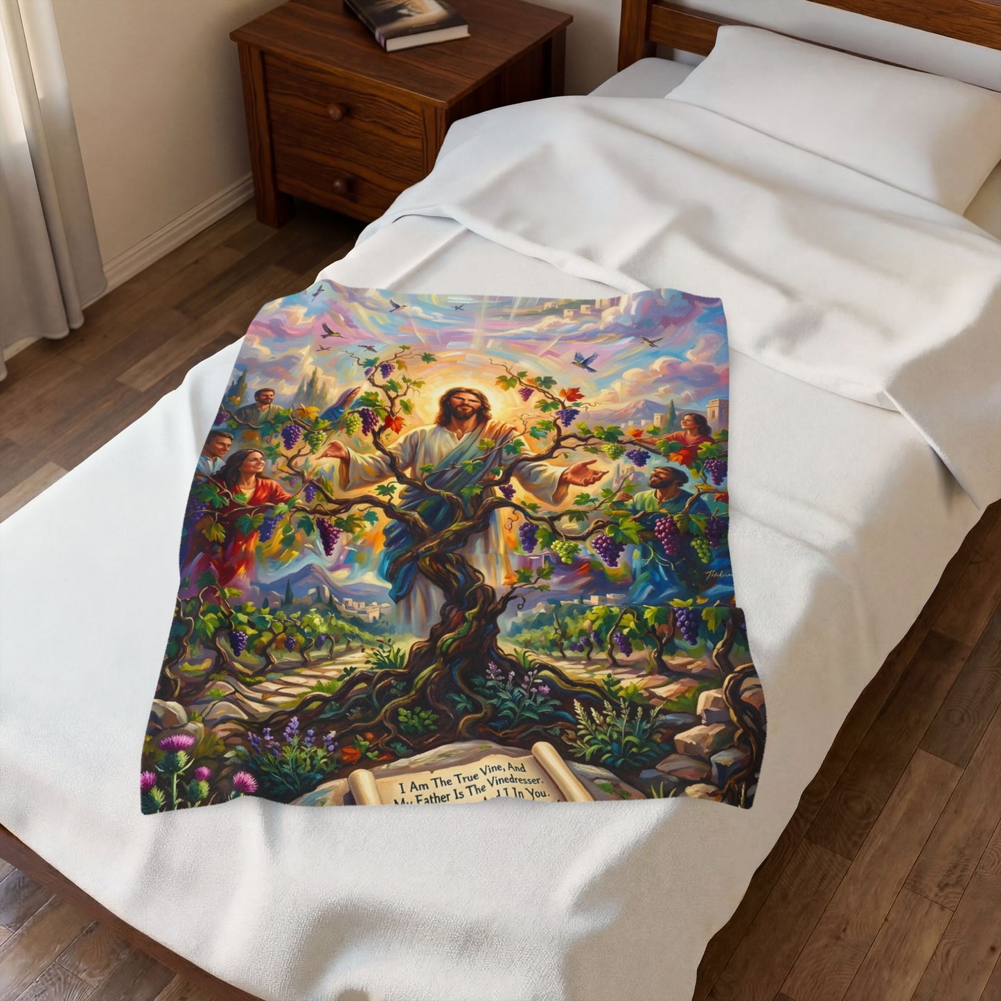 “I Am the True Vine - Abide in My Love” - Plush Blanket