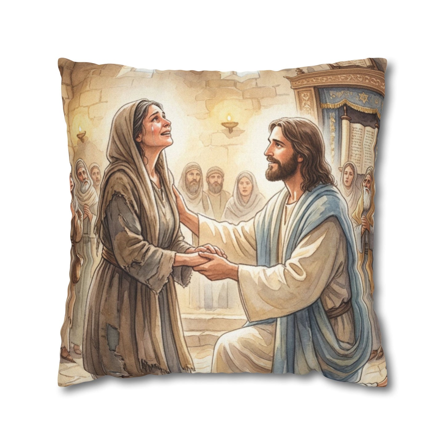 “Released - Jesus Heals the Bent Woman” - Pillowcase