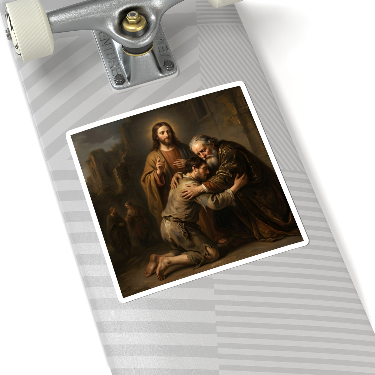 The prodigal son running toward his father - Sticker