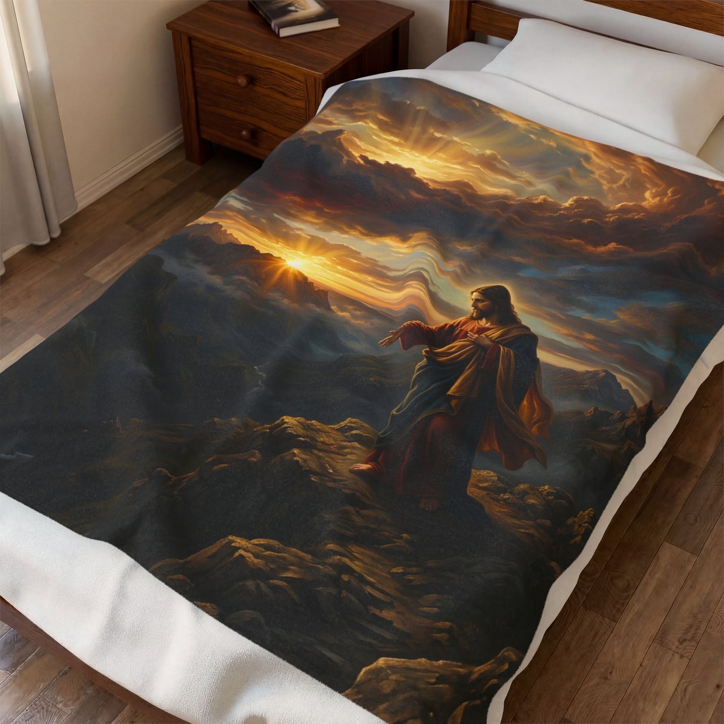 “Joy Comes in the Morning - Sunrise Over Dark Valley” - Plush Blanket