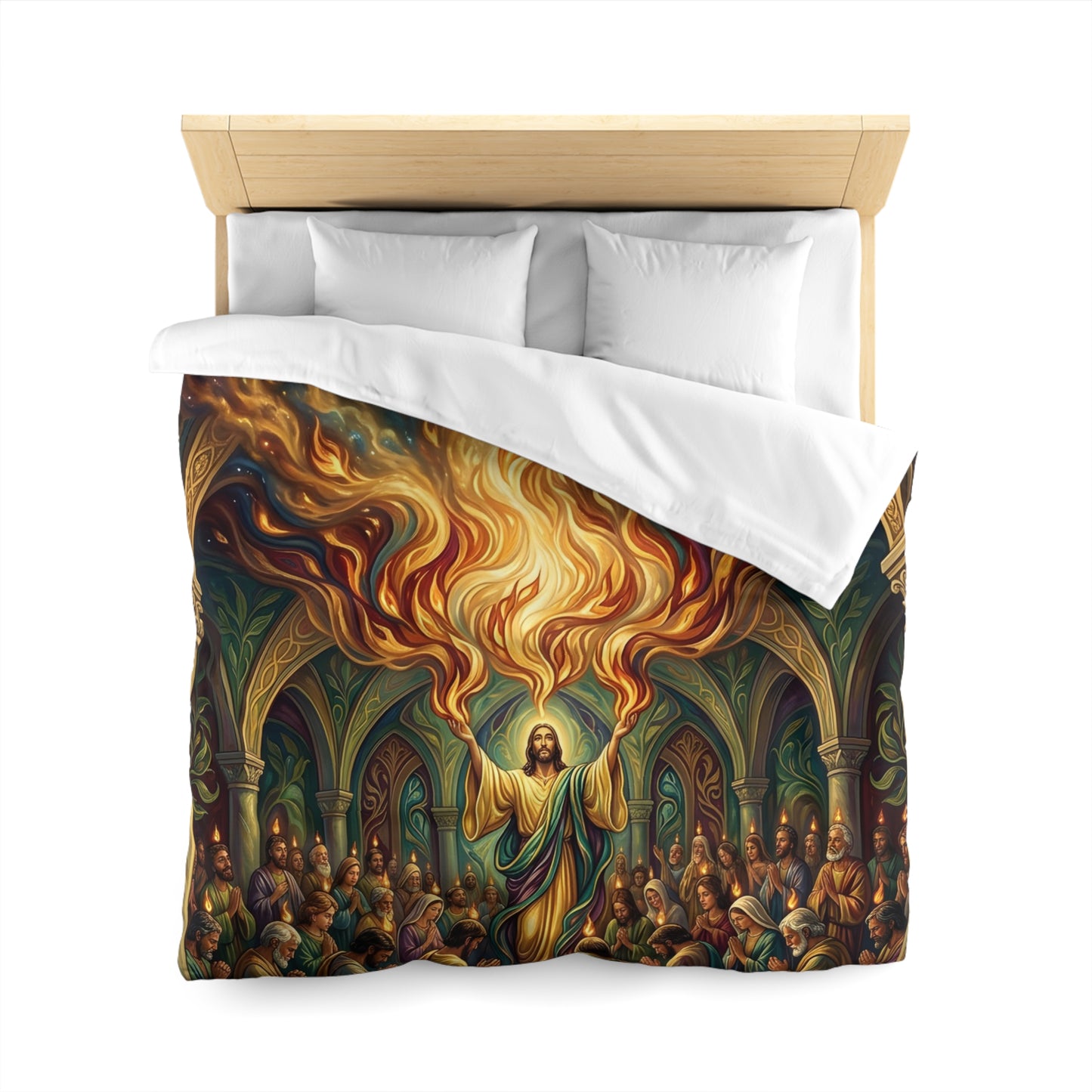 “Spirit Poured Out - Pentecost Flames Descending” - Duvet Cover
