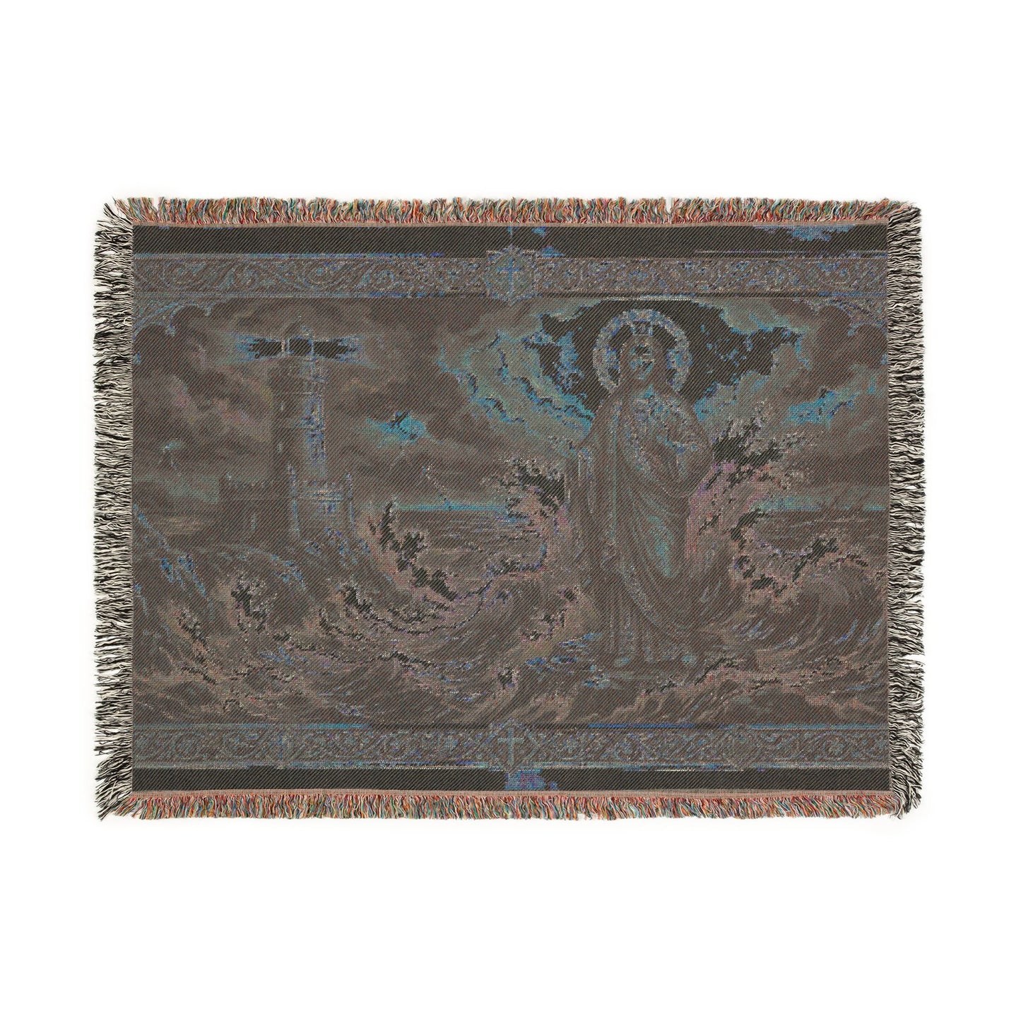 “Steadfast Hope - Lighthouse in the Storm” - Woven Blanket