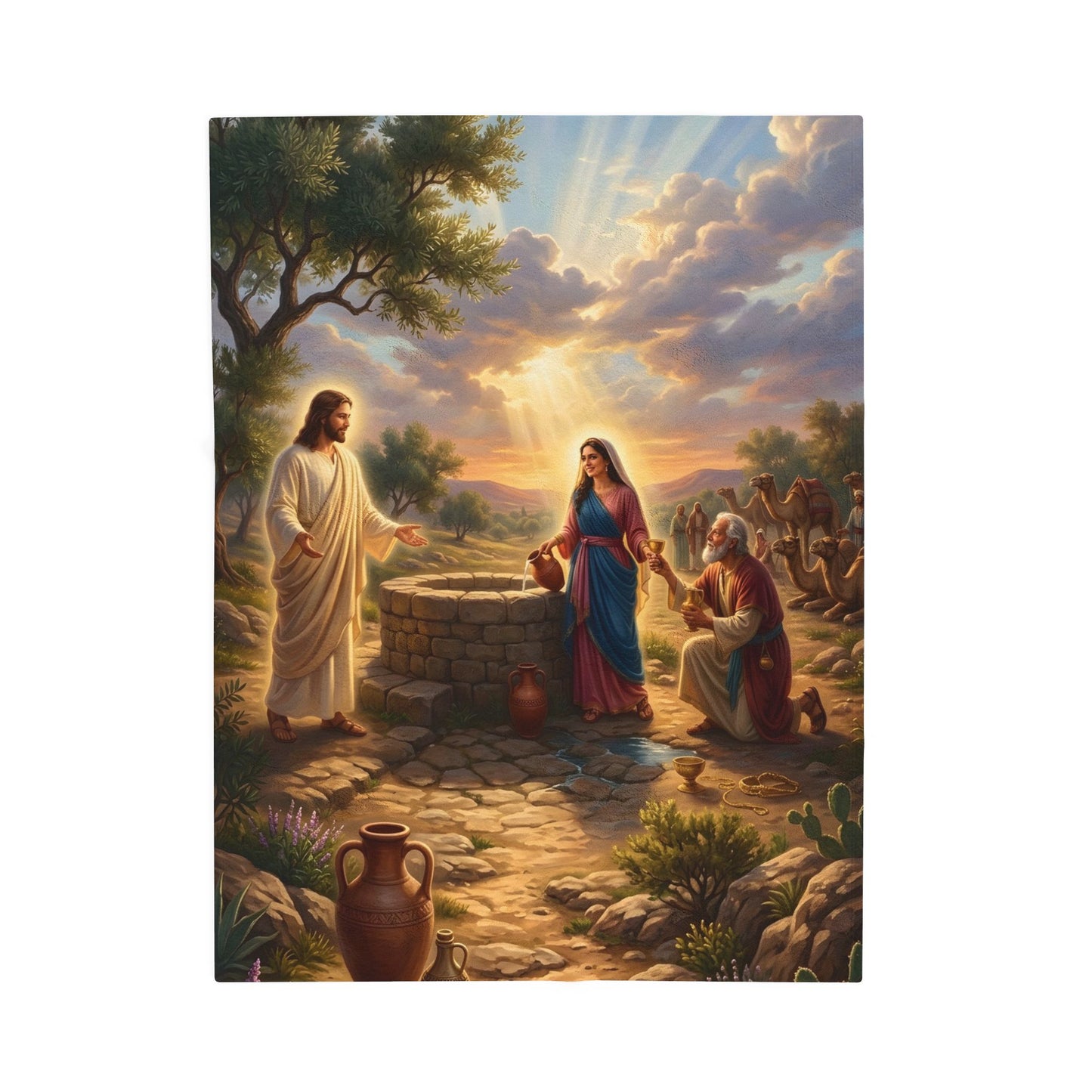 “Providence Unveiled - Rebekah at the Well” - Plush Blanket