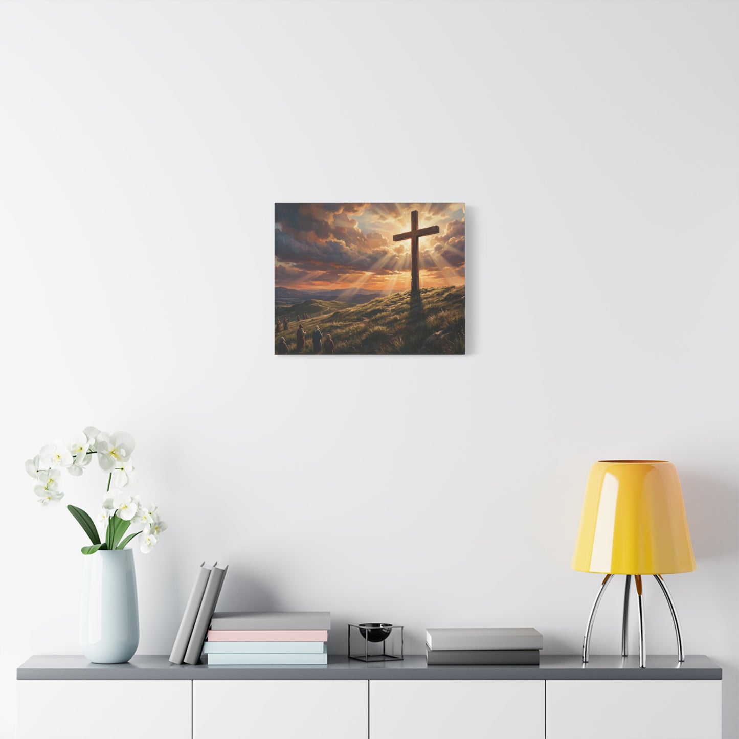 “The Old Rugged Cross - Sunset at Calvary” - Canvas Art