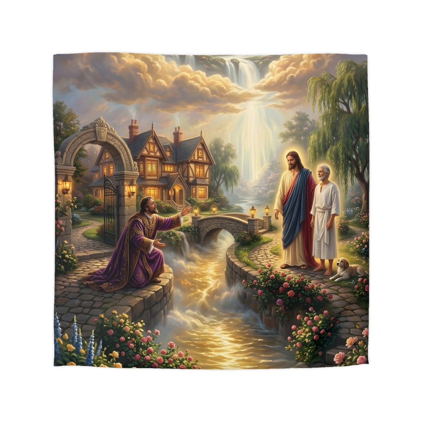 “The Great Reversal - Lazarus at the Rich Man’s Gate” - Duvet Cover