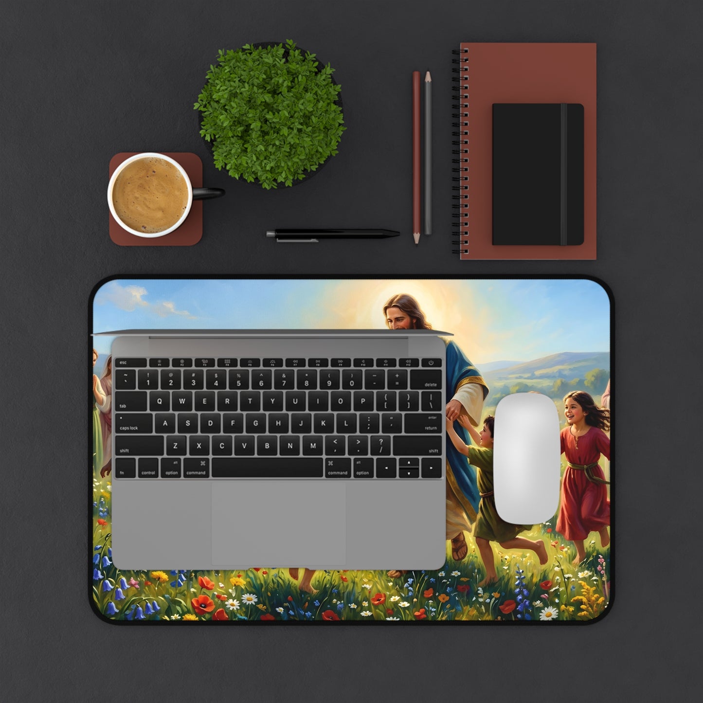 “Joy Overflowing - Children Dancing in the Meadow” - Desk Mat