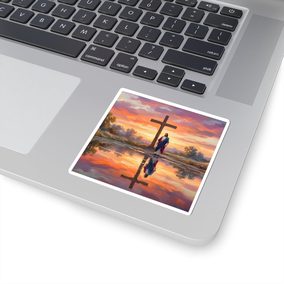 “Living Water - Cross Reflected at Dawn” - Sticker