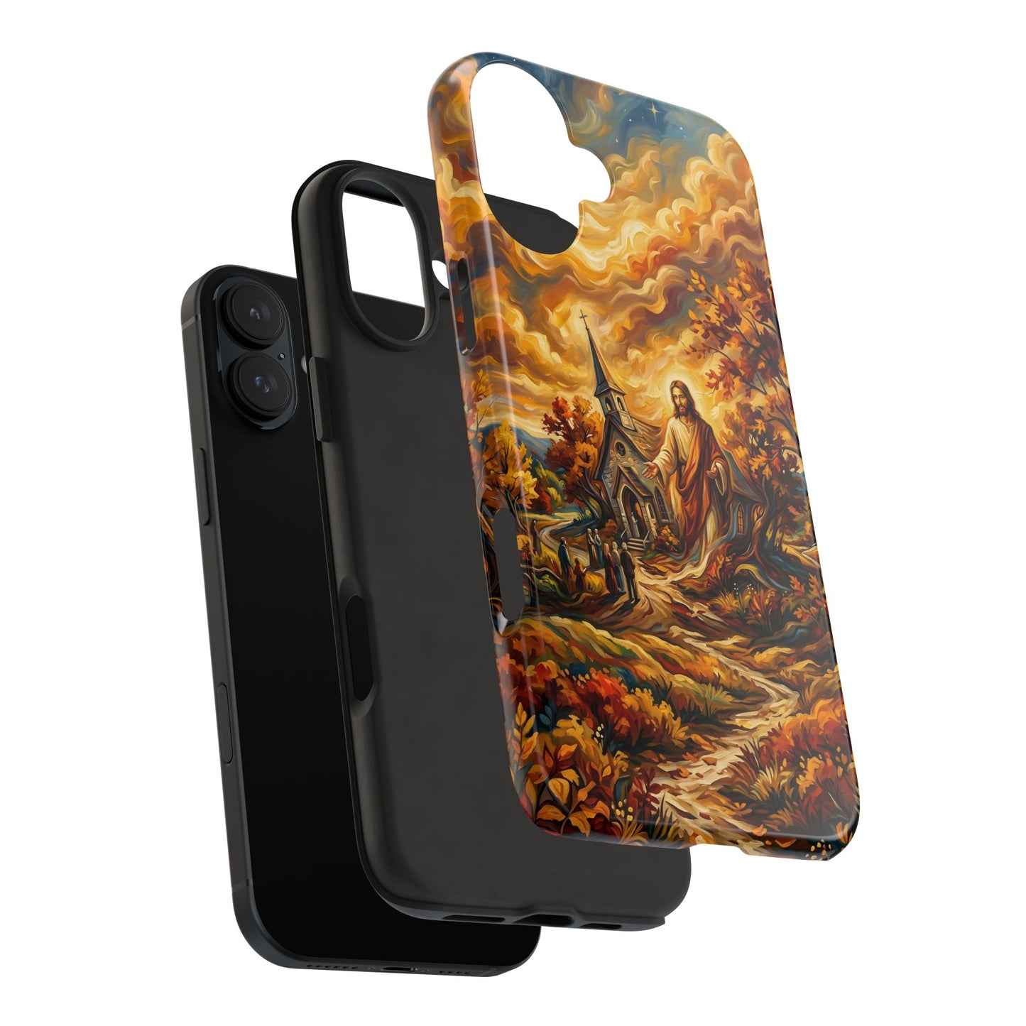 “Abide With Me - Autumn Church at Sunset” - Phone Case