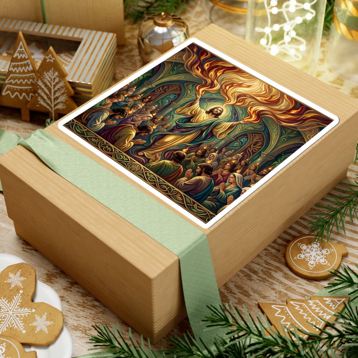 “Spirit Poured Out - Pentecost Flames Descending” - Sticker