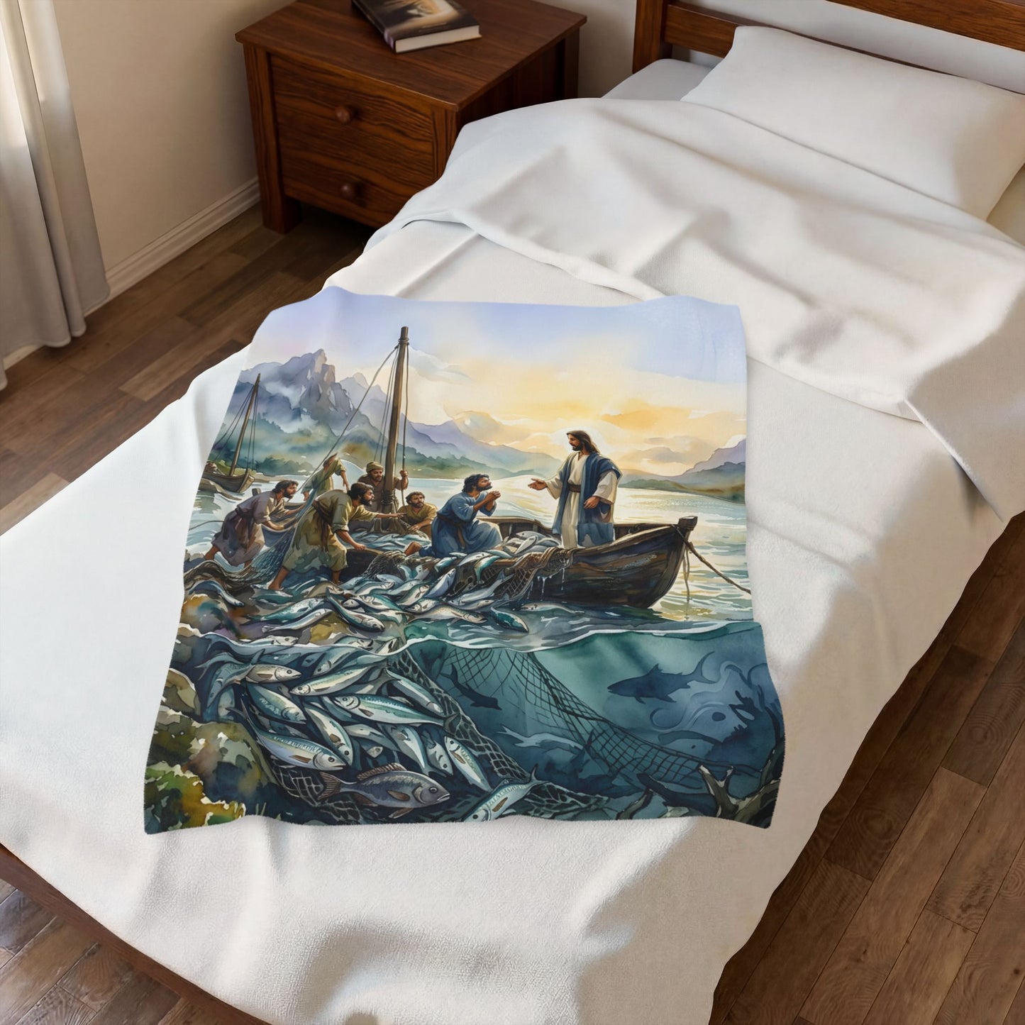 “Cast Your Nets - The Miraculous Catch” - Plush Blanket