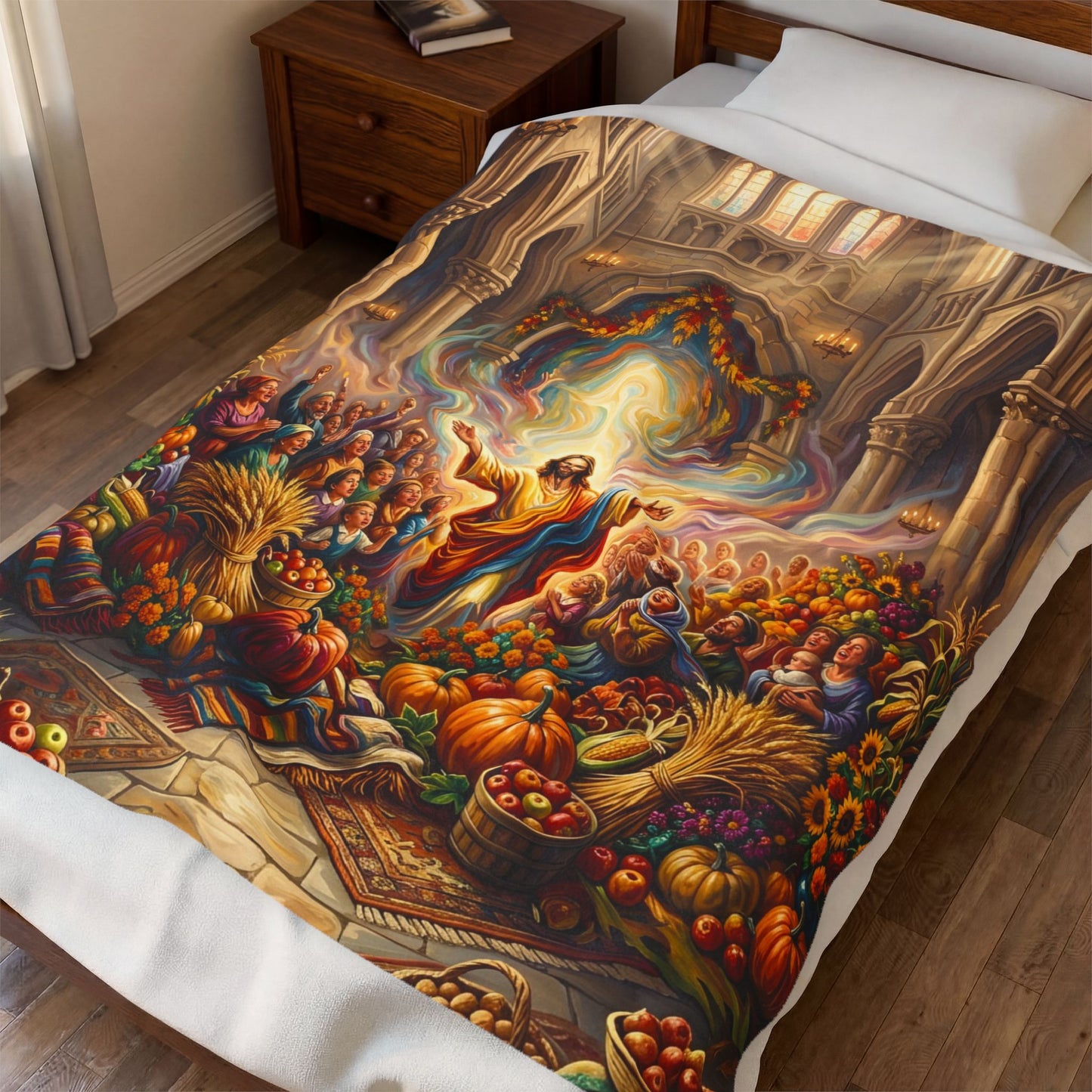 “Bountiful Blessings - A Harvest of Thanksgiving” - Plush Blanket