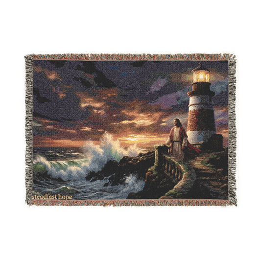 “Steadfast Hope - Lighthouse in the Storm” - Woven Blanket
