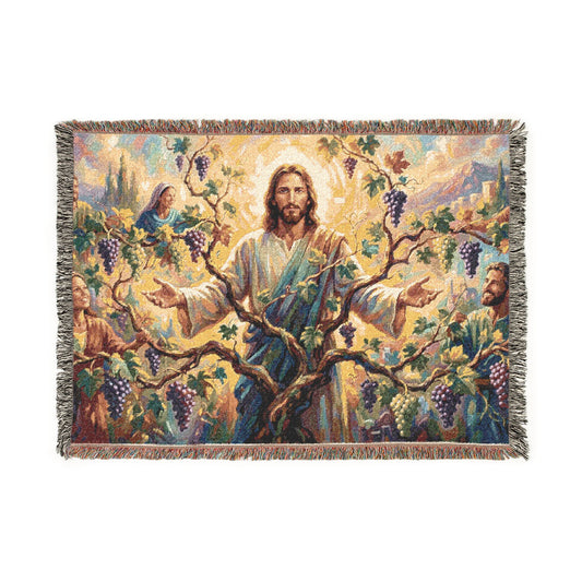 “I Am the True Vine - Abide in My Love” - Woven Blanket