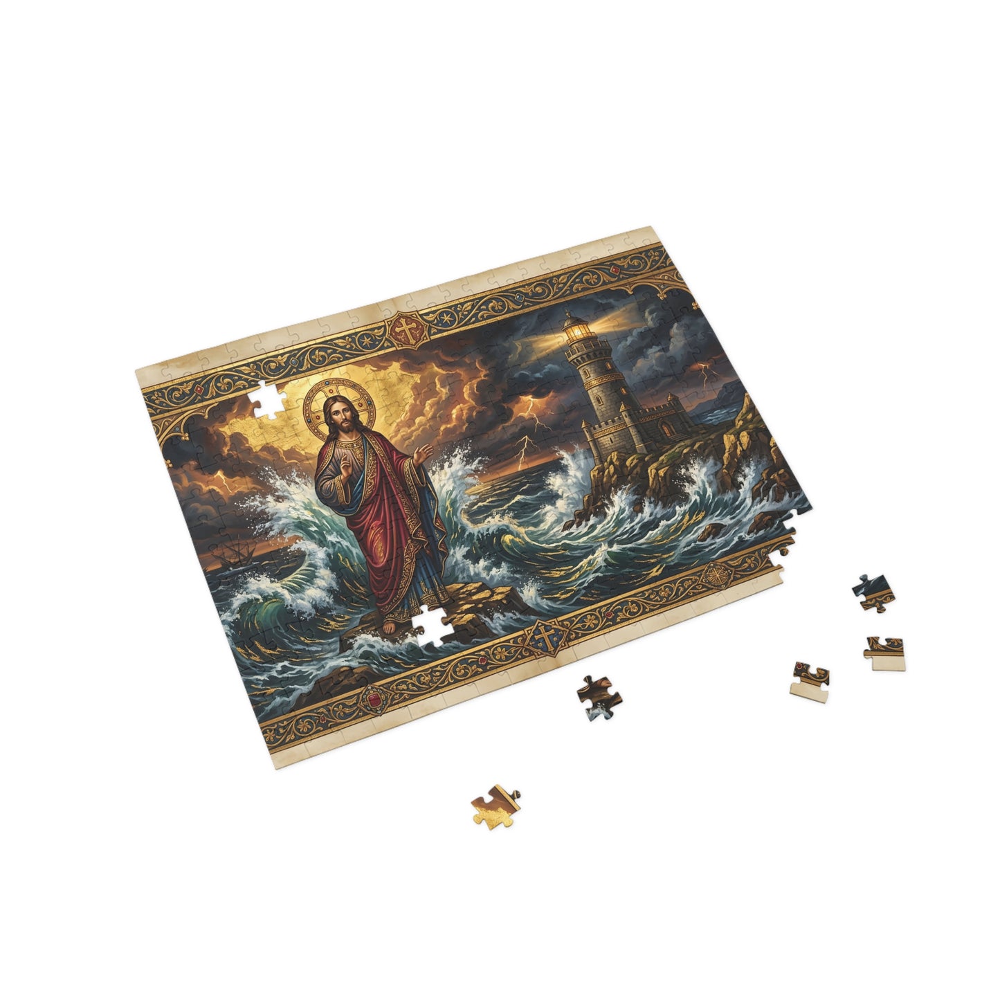 “Steadfast Hope - Lighthouse in the Storm” - Jigsaw Puzzle