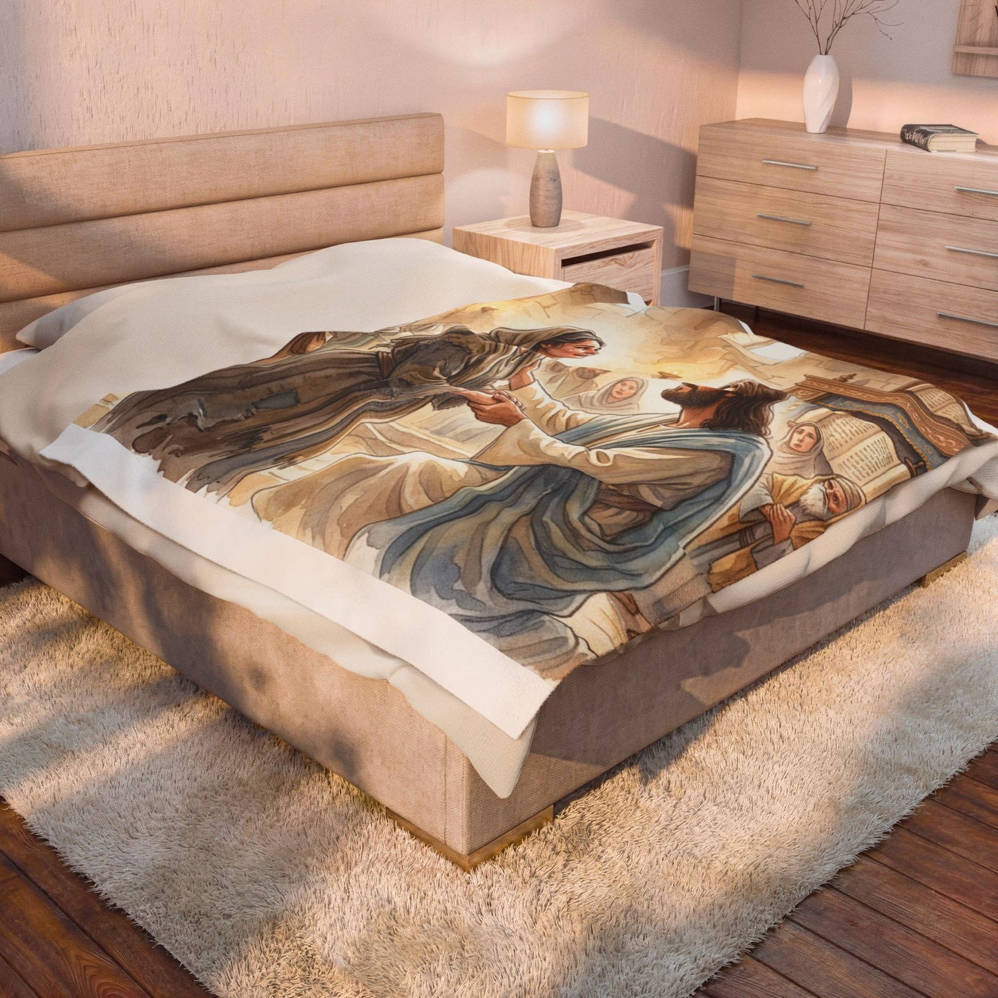 “Released - Jesus Heals the Bent Woman” - Plush Blanket