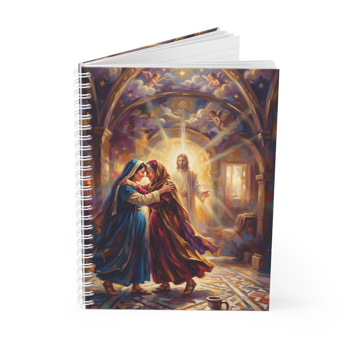 “Divine Embrace - Mary and Elizabeth's Joyful Meeting” - Spiral Notebook