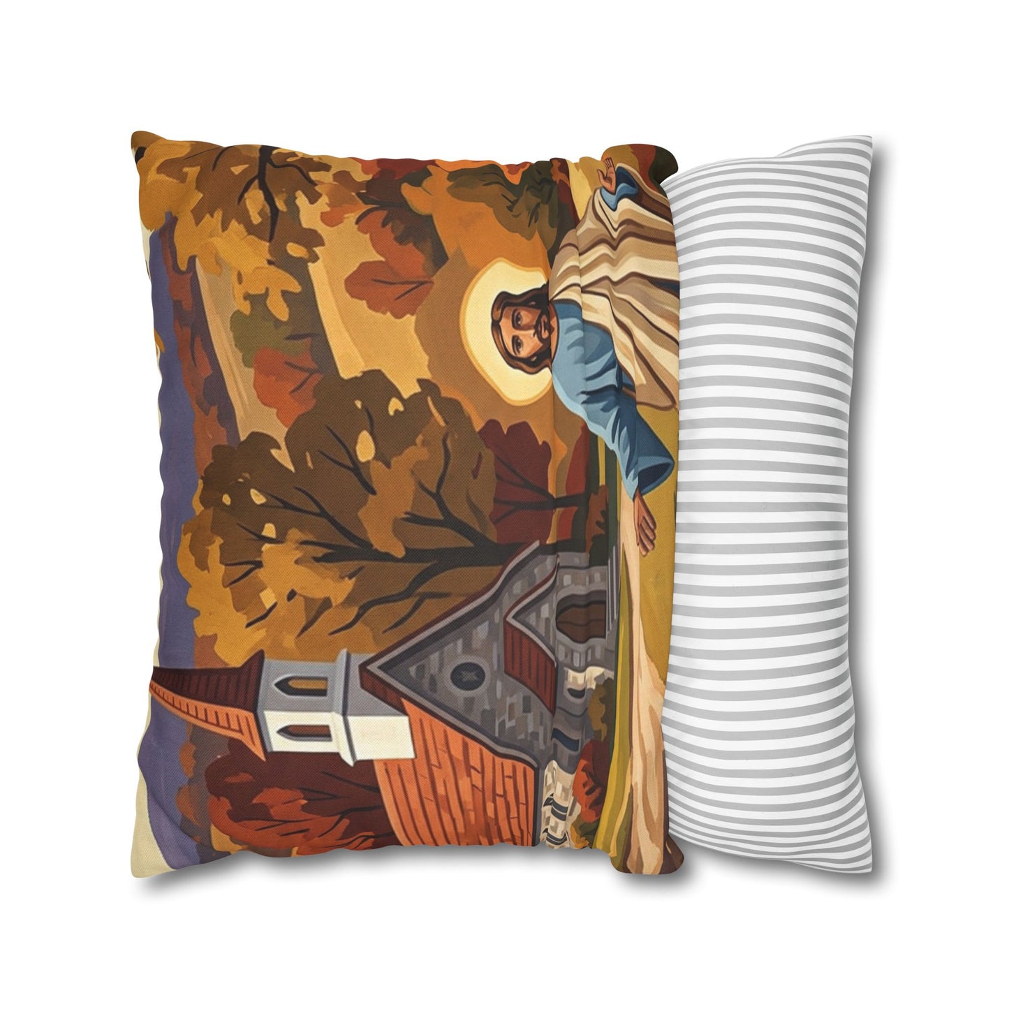 “Golden Harvest - Autumn Church in Tranquility” - Pillowcase