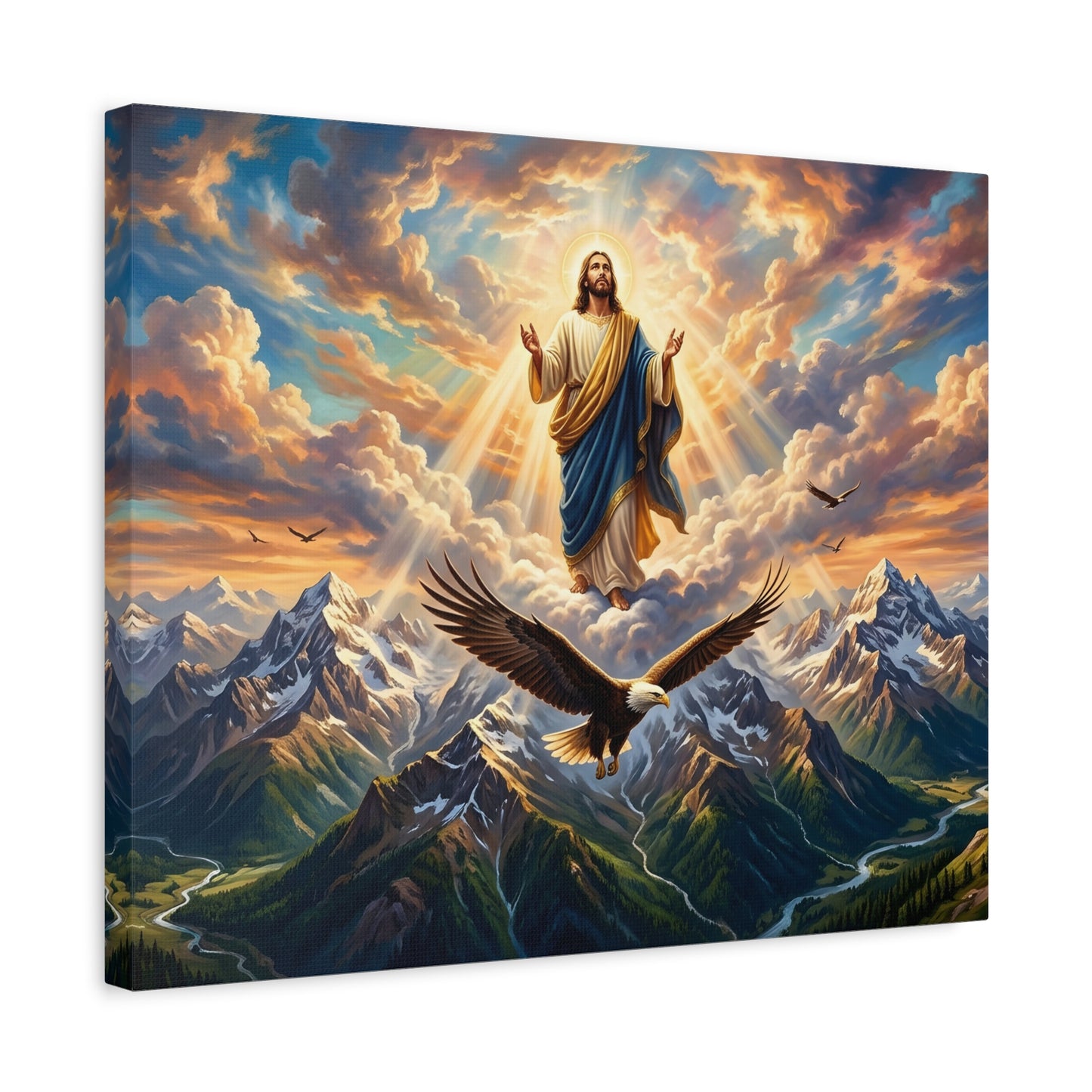“Soaring Like Eagles - Hope in the Lord Over Mountains” - Canvas Art