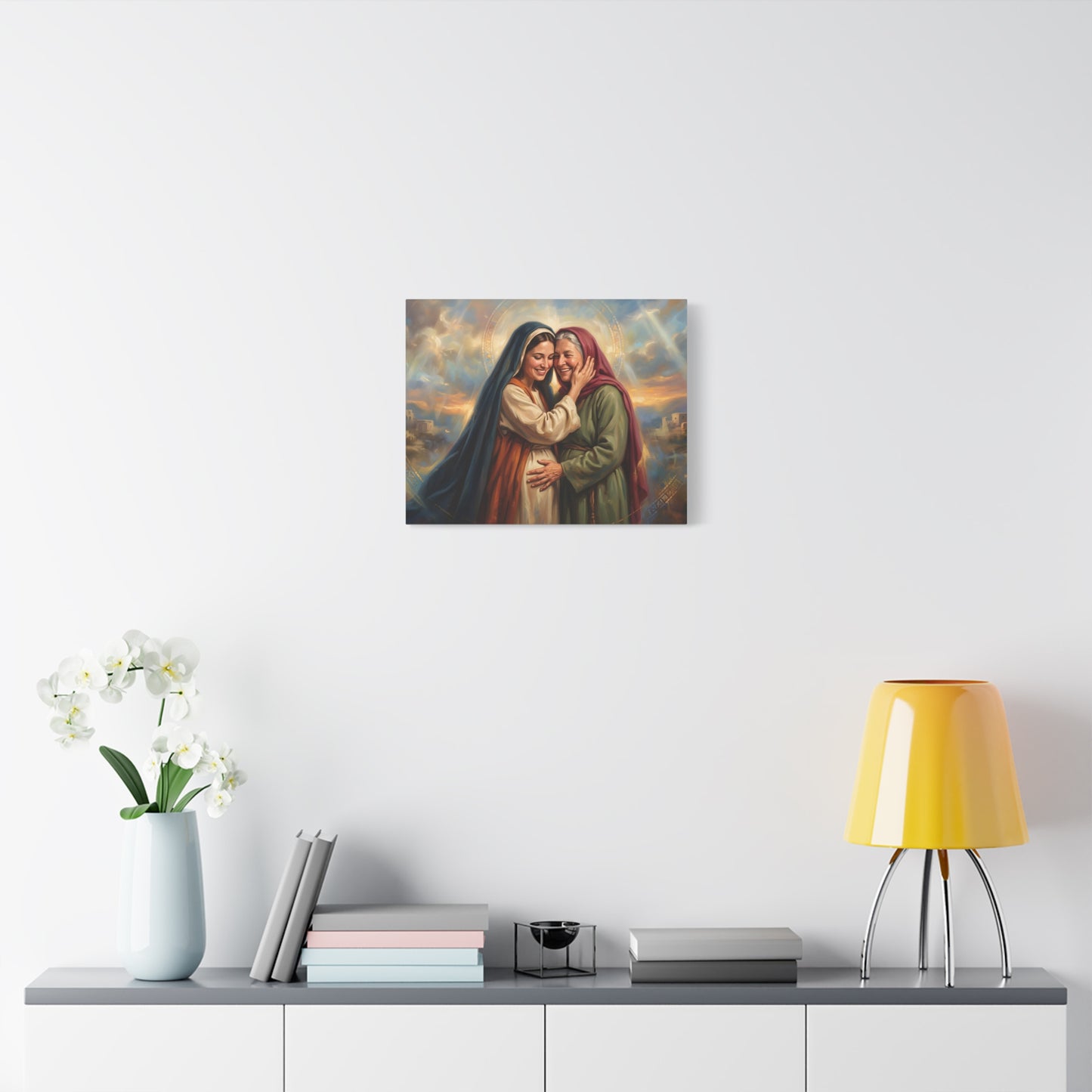 “Blessed Among Women - Mary and Elizabeth Embrace” - Canvas Art