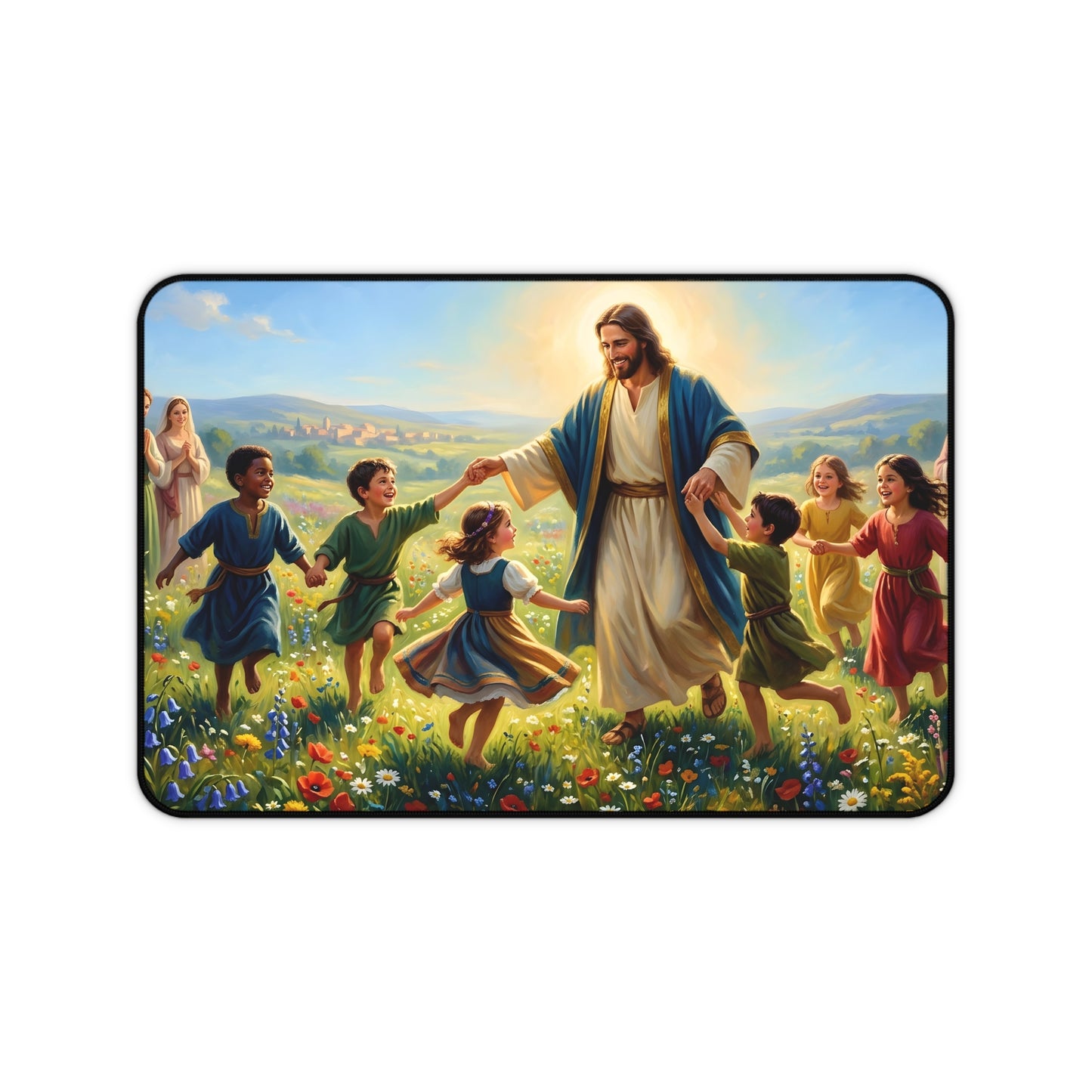 “Joy Overflowing - Children Dancing in the Meadow” - Desk Mat