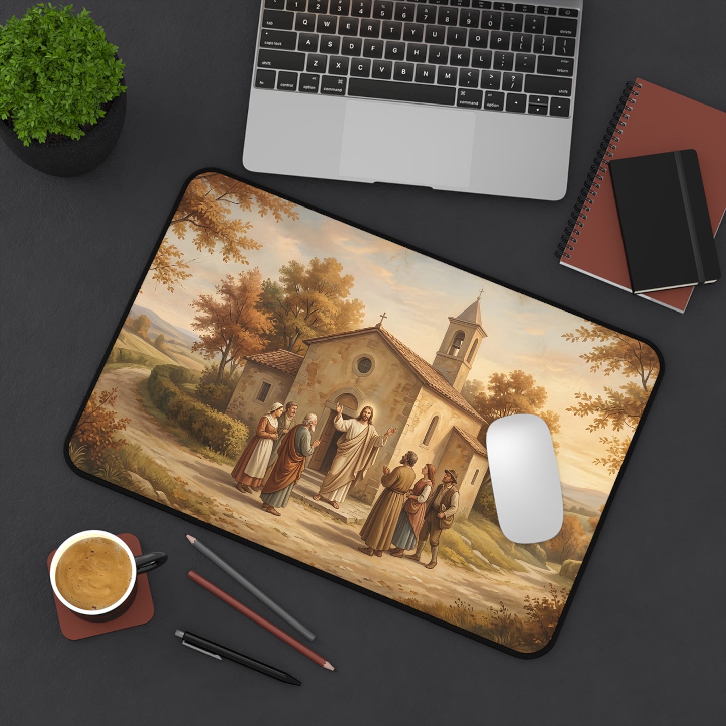 “Sanctuary in Serenity - Autumn's Golden Embrace” - Desk Mat