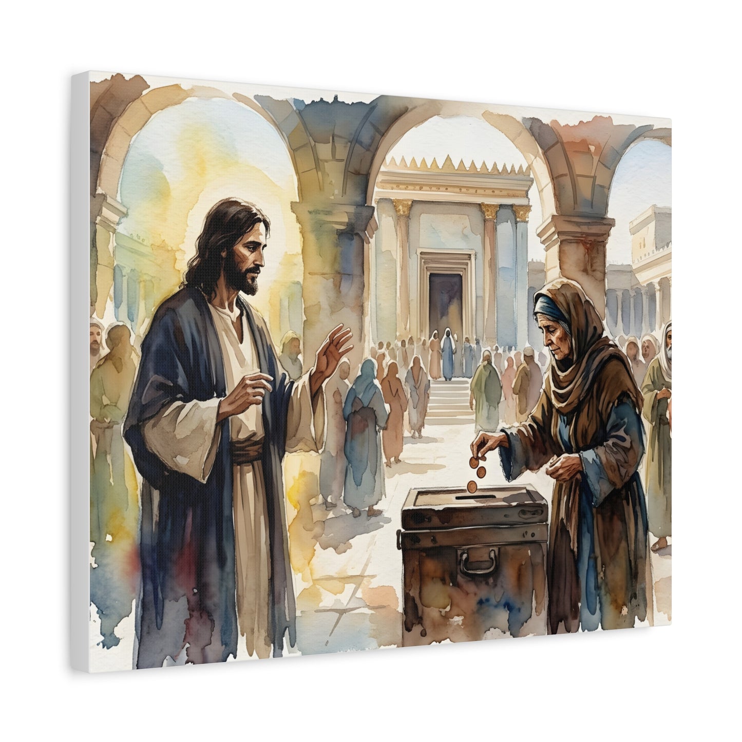 “Her Offering - The Widow's Mite at the Temple” - Canvas Art