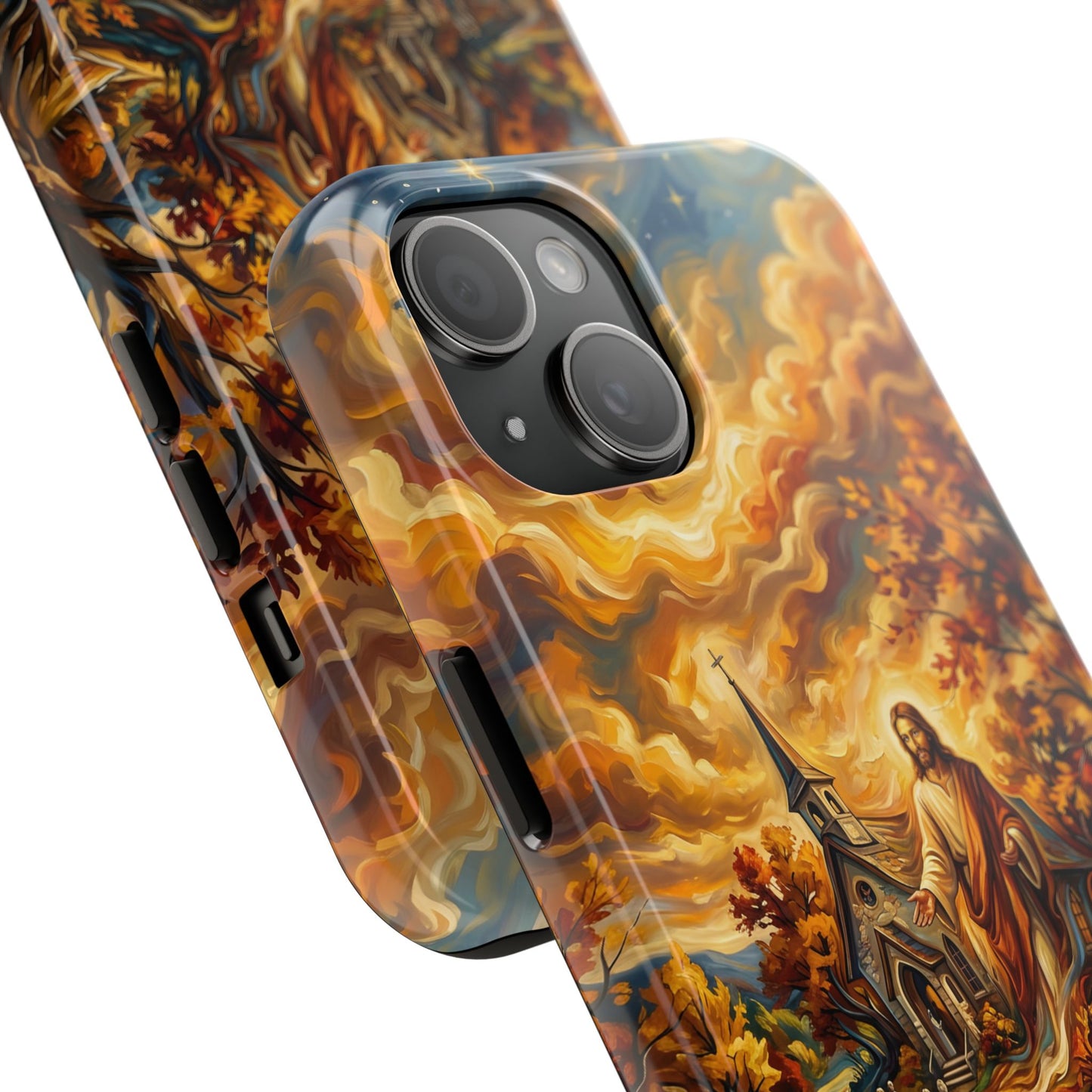 “Abide With Me - Autumn Church at Sunset” - Phone Case