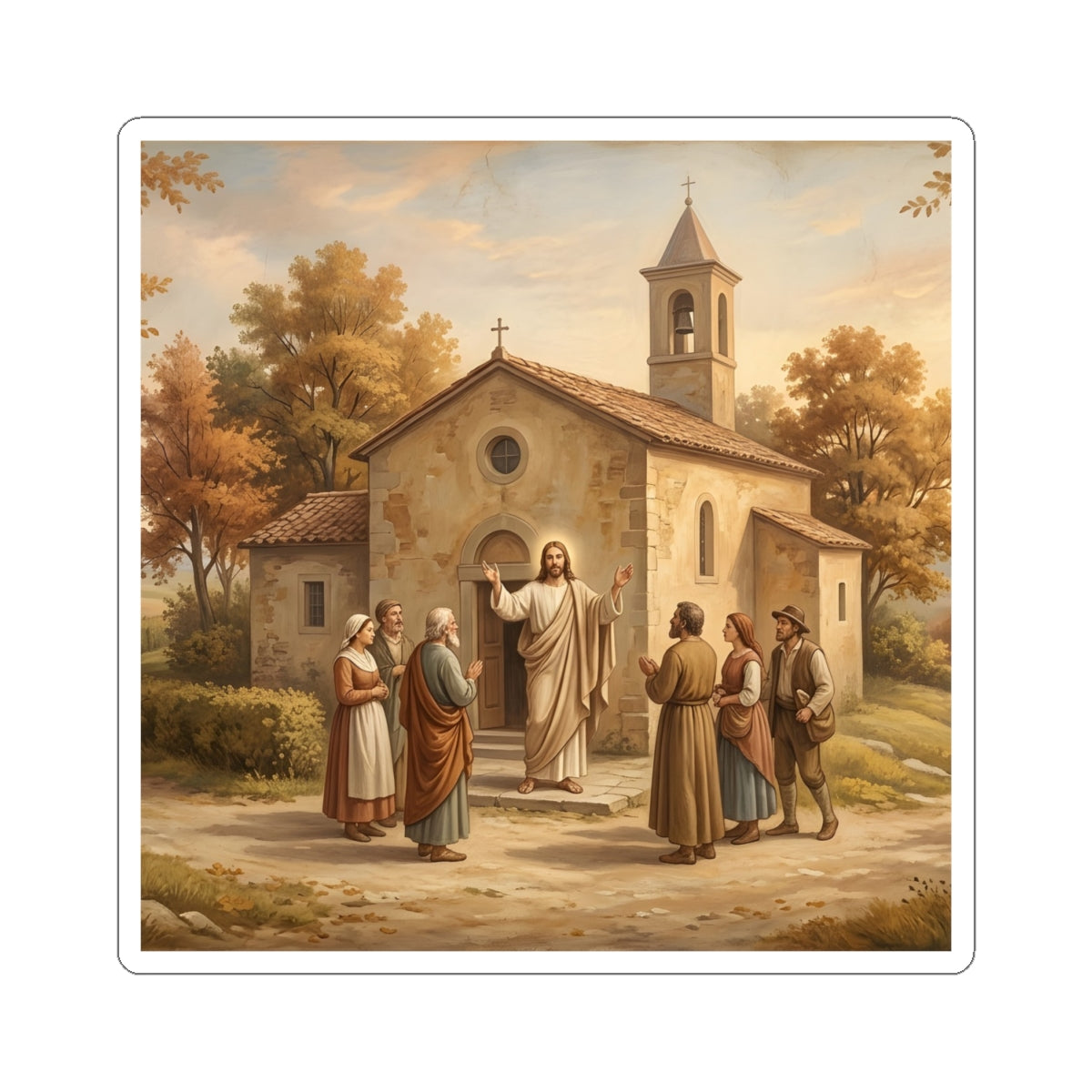 “Sanctuary in Serenity - Autumn's Golden Embrace” - Sticker