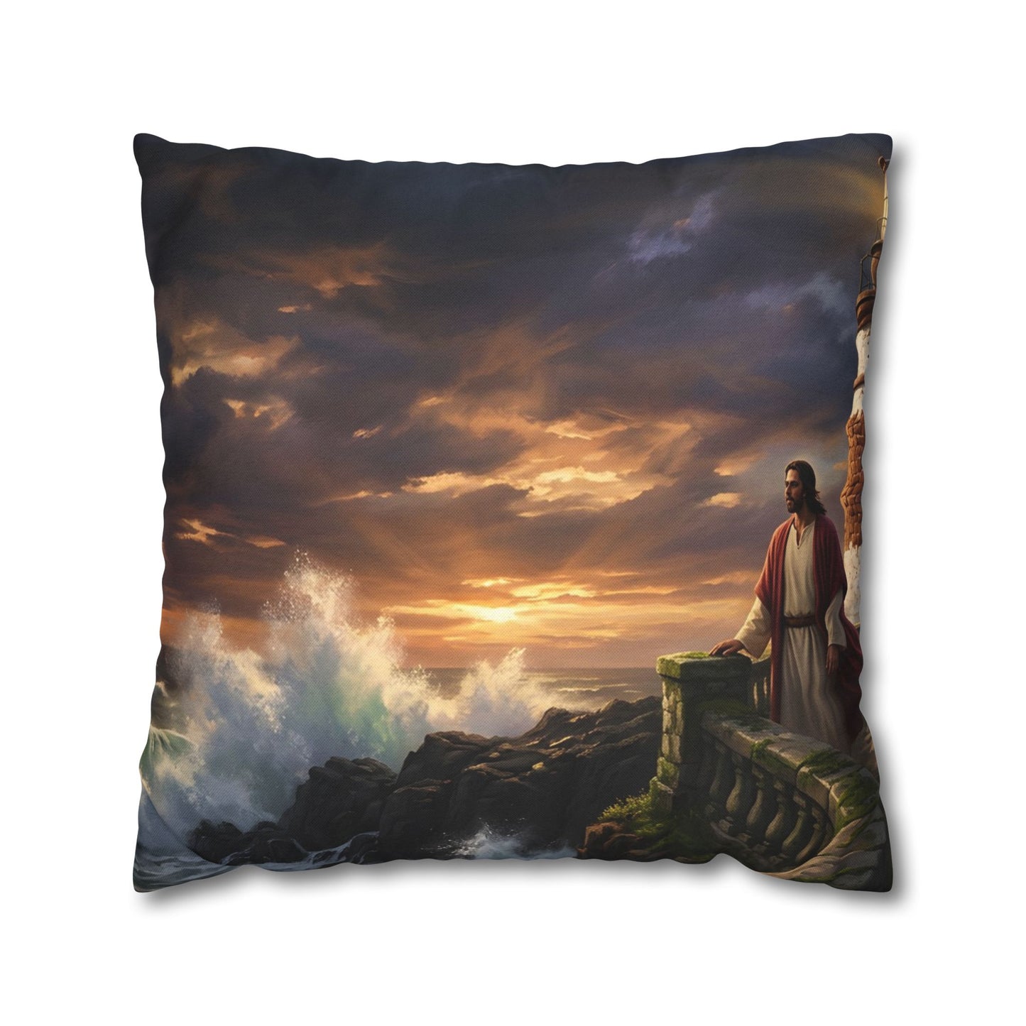 “Steadfast Hope - Lighthouse in the Storm” - Pillowcase