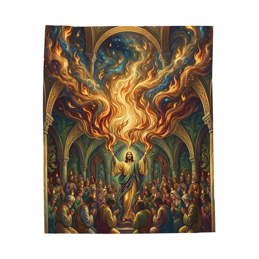 “Spirit Poured Out - Pentecost Flames Descending” - Plush Blanket