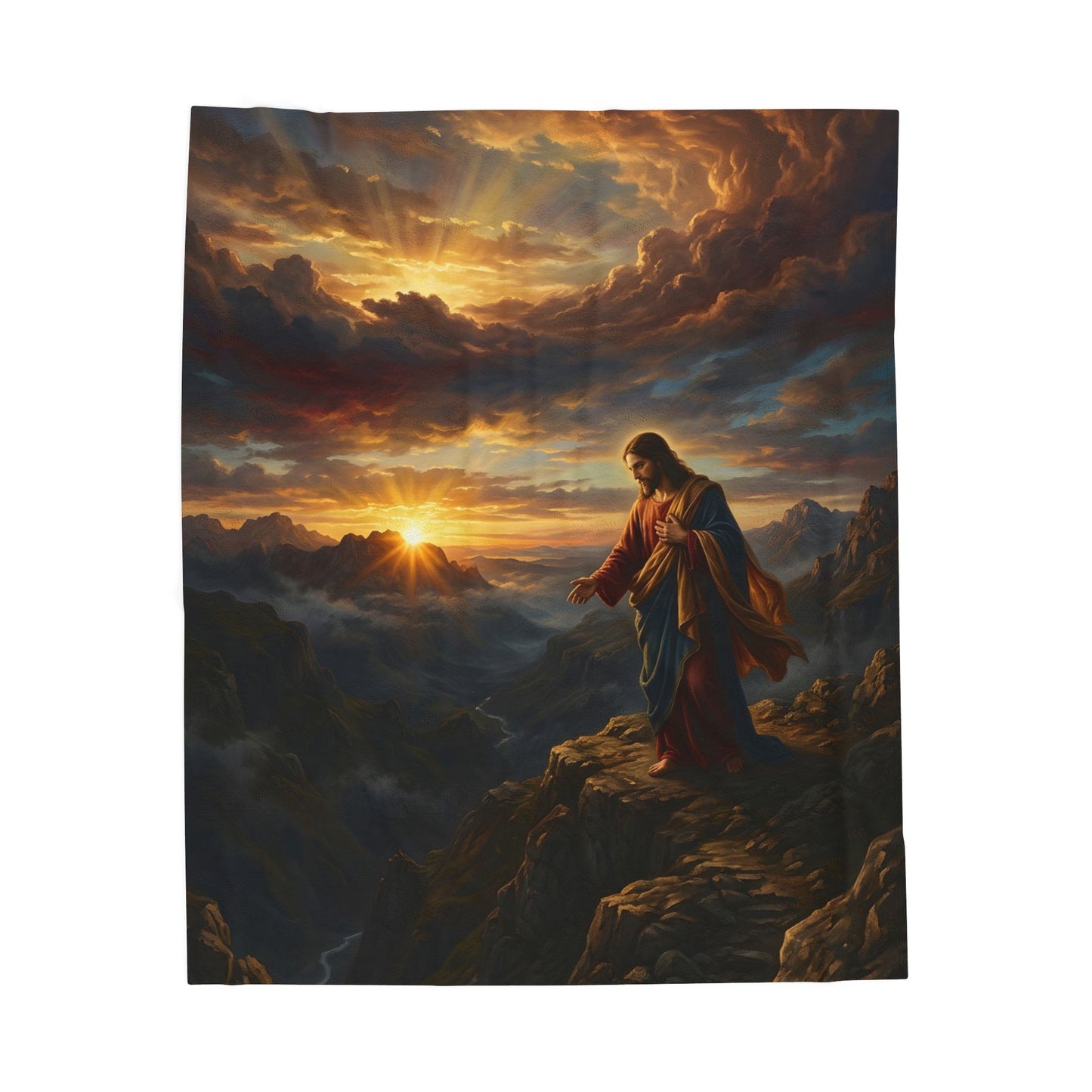 “Joy Comes in the Morning - Sunrise Over Dark Valley” - Plush Blanket