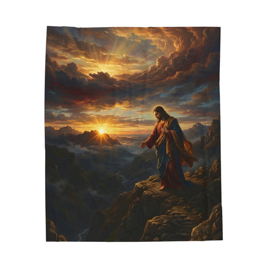 “Joy Comes in the Morning - Sunrise Over Dark Valley” - Plush Blanket