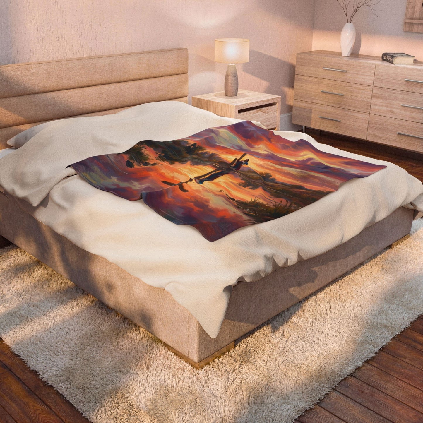“Living Water - Cross Reflected at Dawn” - Plush Blanket