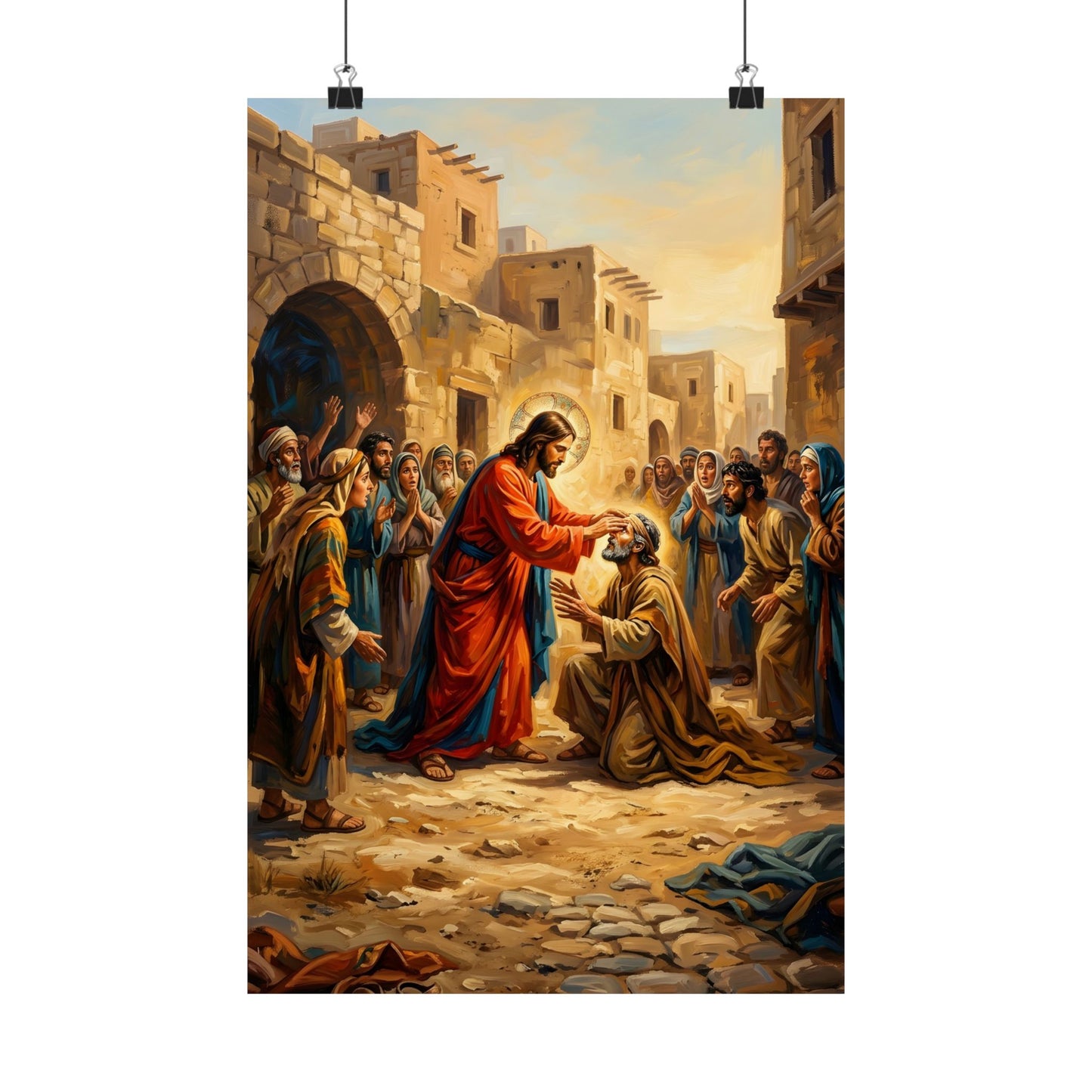 “He Opened My Eyes - Jesus Heals the Blind Man” - Poster
