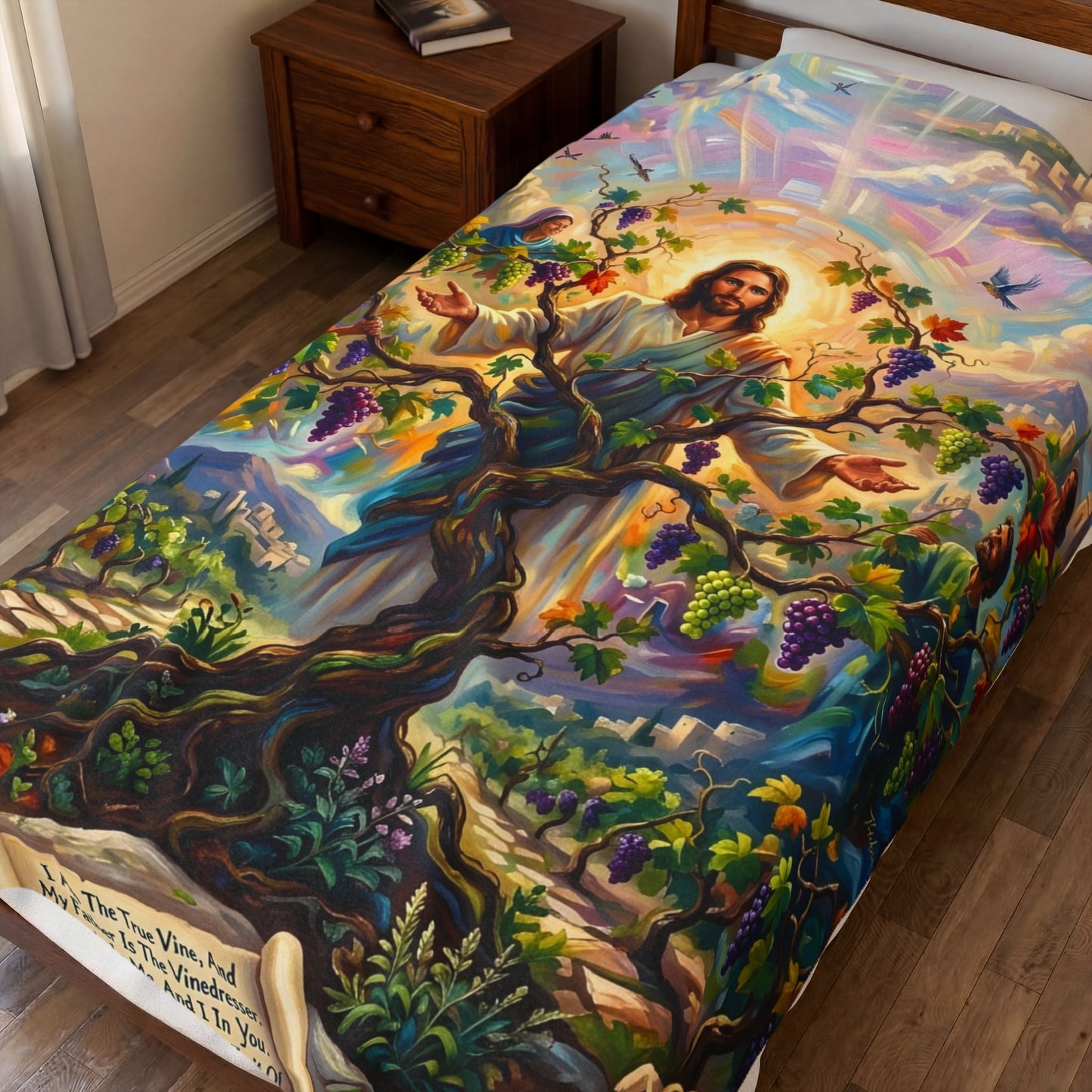 “I Am the True Vine - Abide in My Love” - Plush Blanket