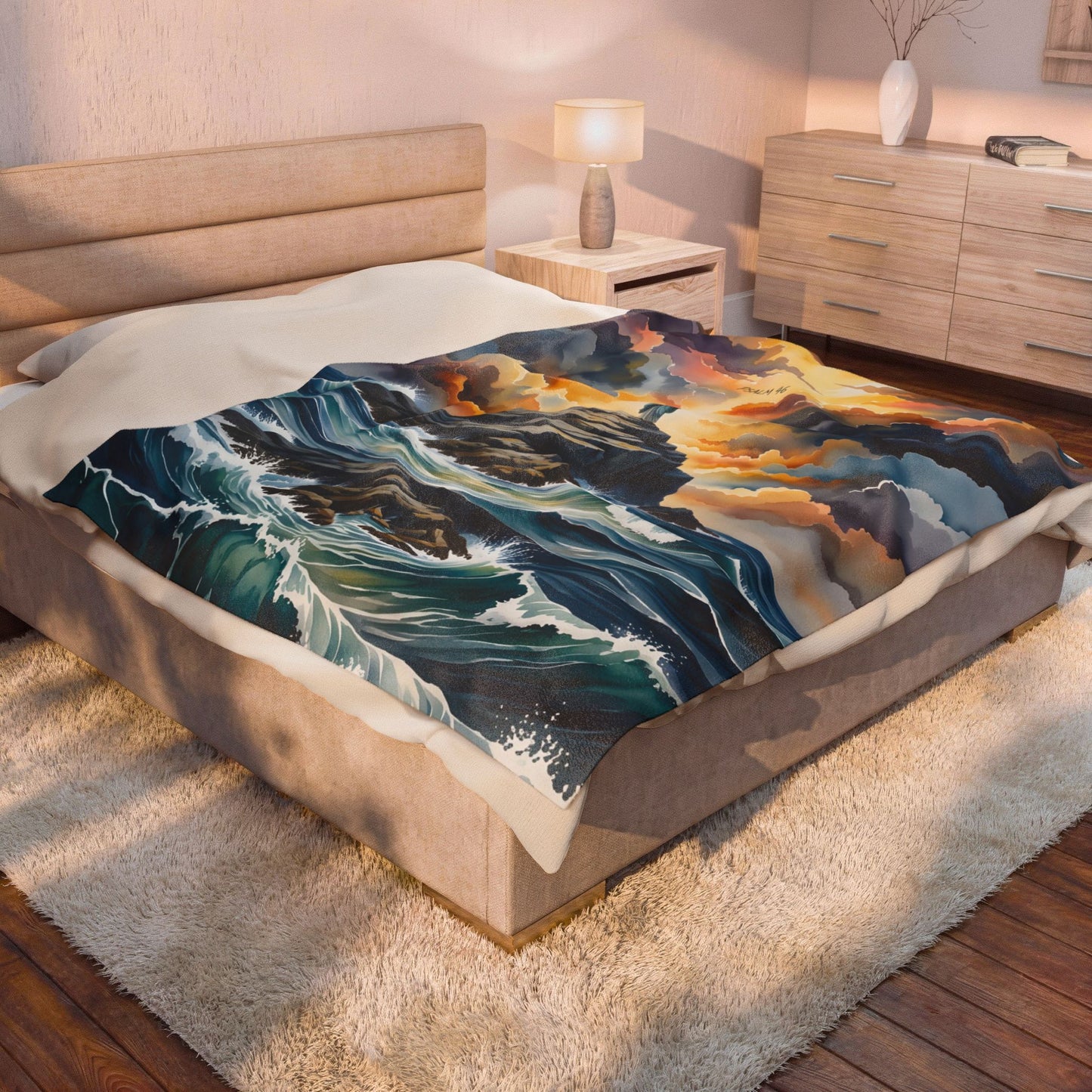 “My Refuge and Strength - Rock in the Storm” - Plush Blanket