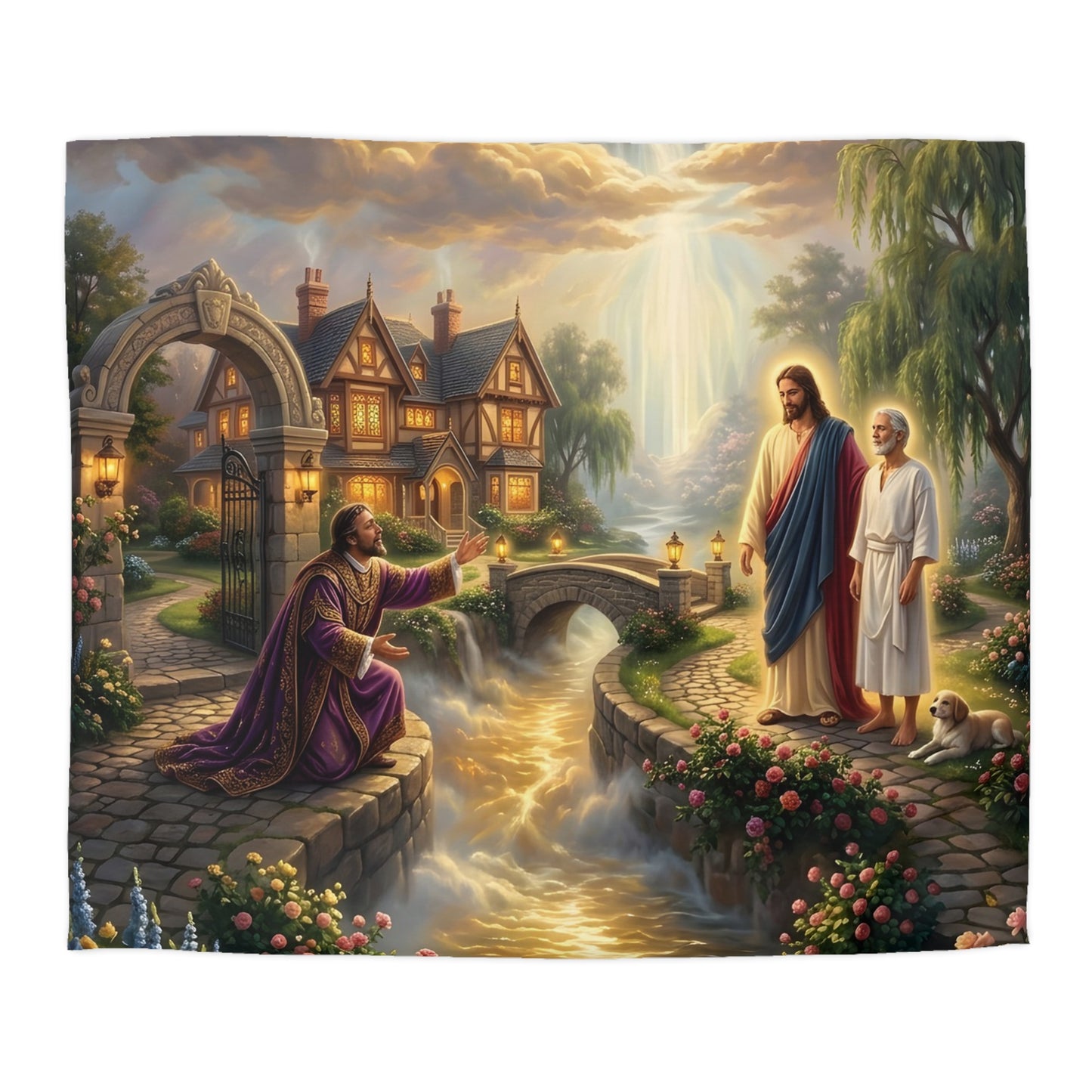 “The Great Reversal - Lazarus at the Rich Man’s Gate” - Duvet Cover