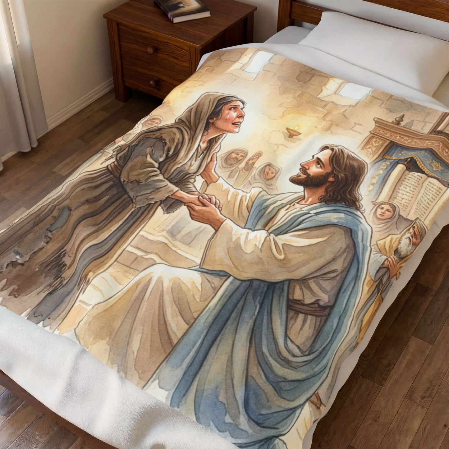 “Released - Jesus Heals the Bent Woman” - Plush Blanket
