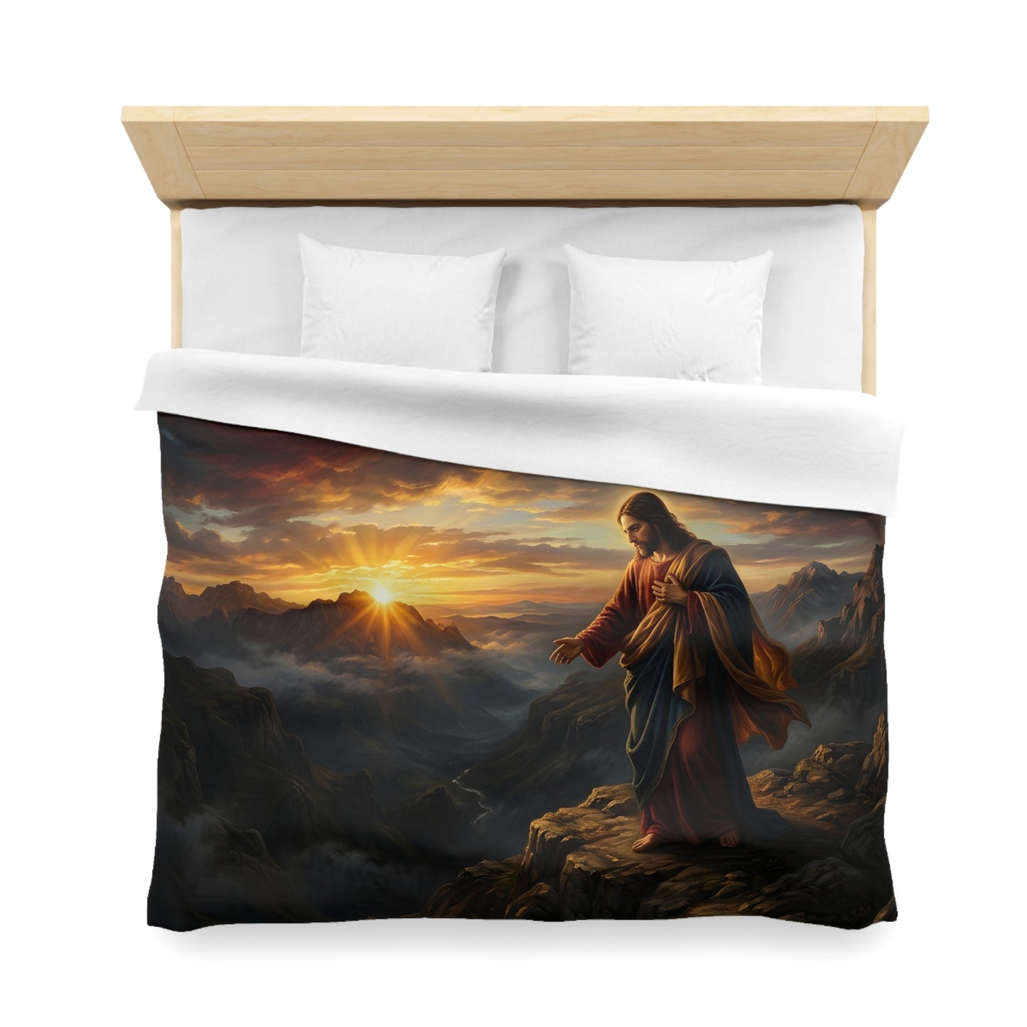“Joy Comes in the Morning - Sunrise Over Dark Valley” - Duvet Cover