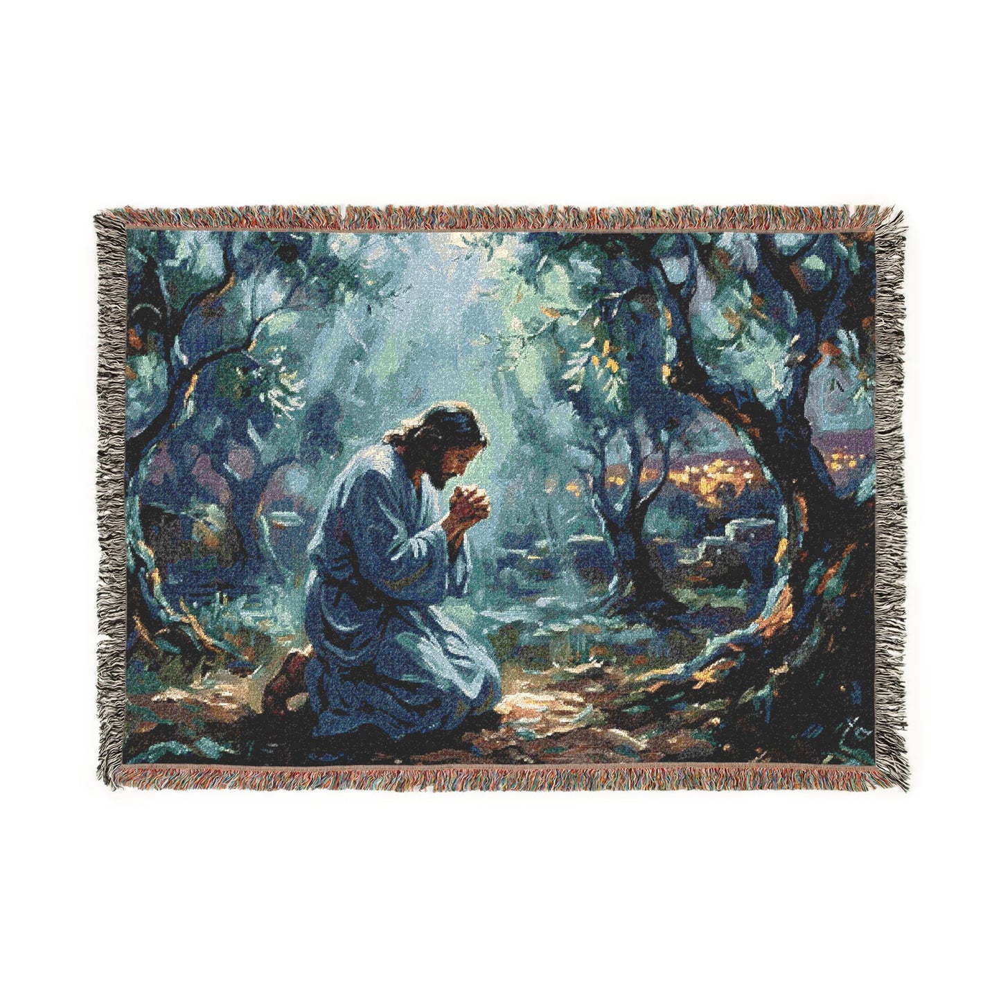 “Thy Will Be Done - Gethsemane Moonlight Prayer” - Woven Blanket