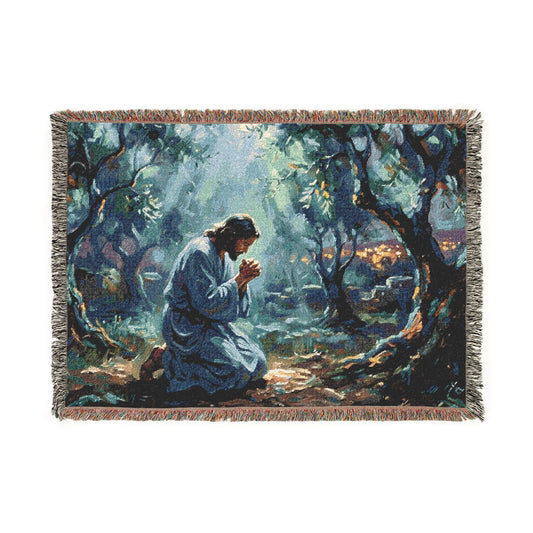 “Thy Will Be Done - Gethsemane Moonlight Prayer” - Woven Blanket