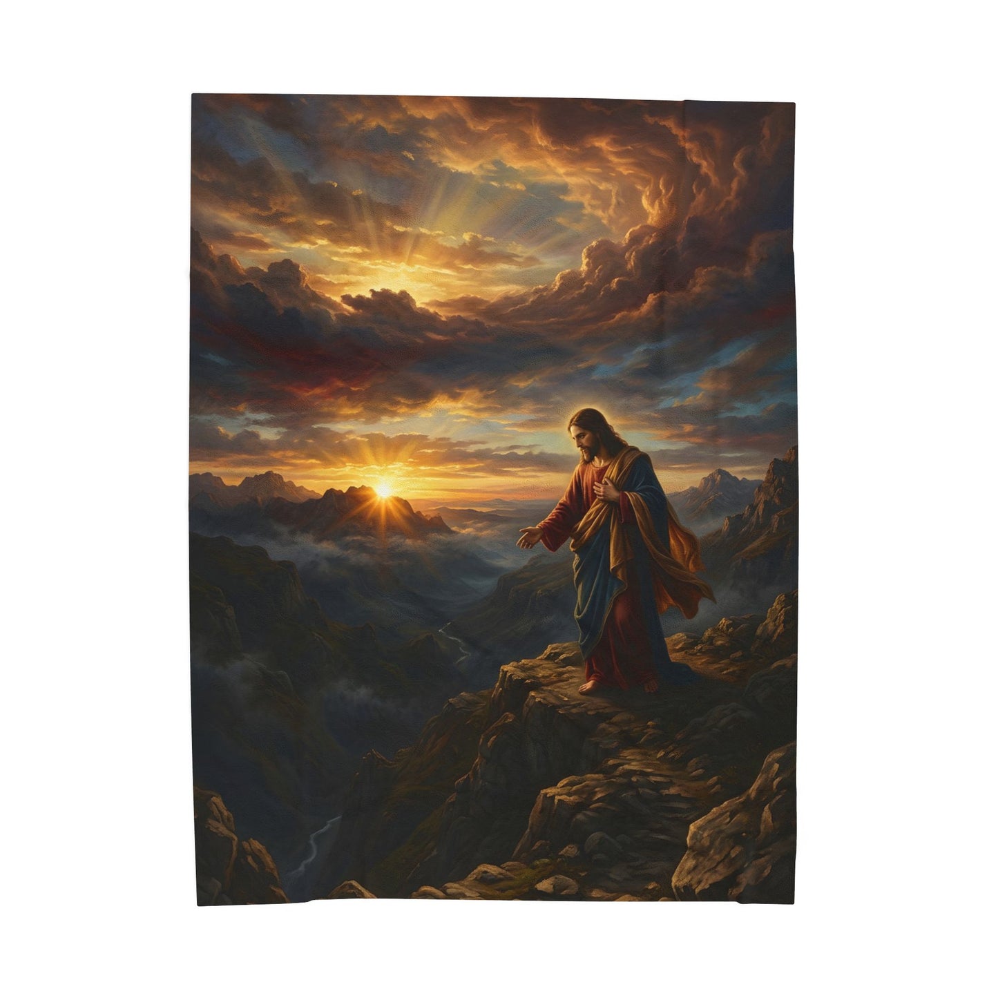 “Joy Comes in the Morning - Sunrise Over Dark Valley” - Plush Blanket