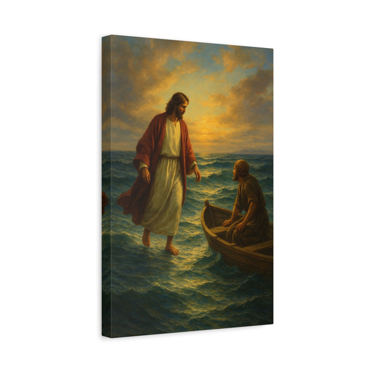“Jesus Walks on Water – Divine Faith in the Storm” - Canvas Art