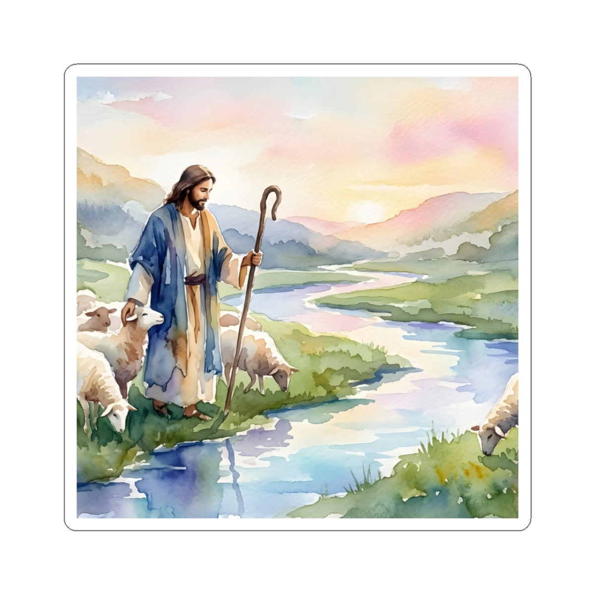 “Still Waters - Shepherd Leads His Flock” - Sticker
