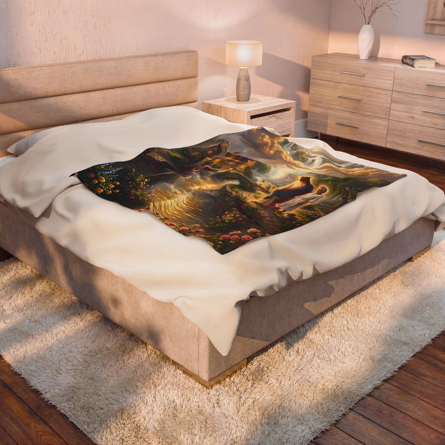 “The Great Reversal - Lazarus at the Rich Man’s Gate” - Plush Blanket