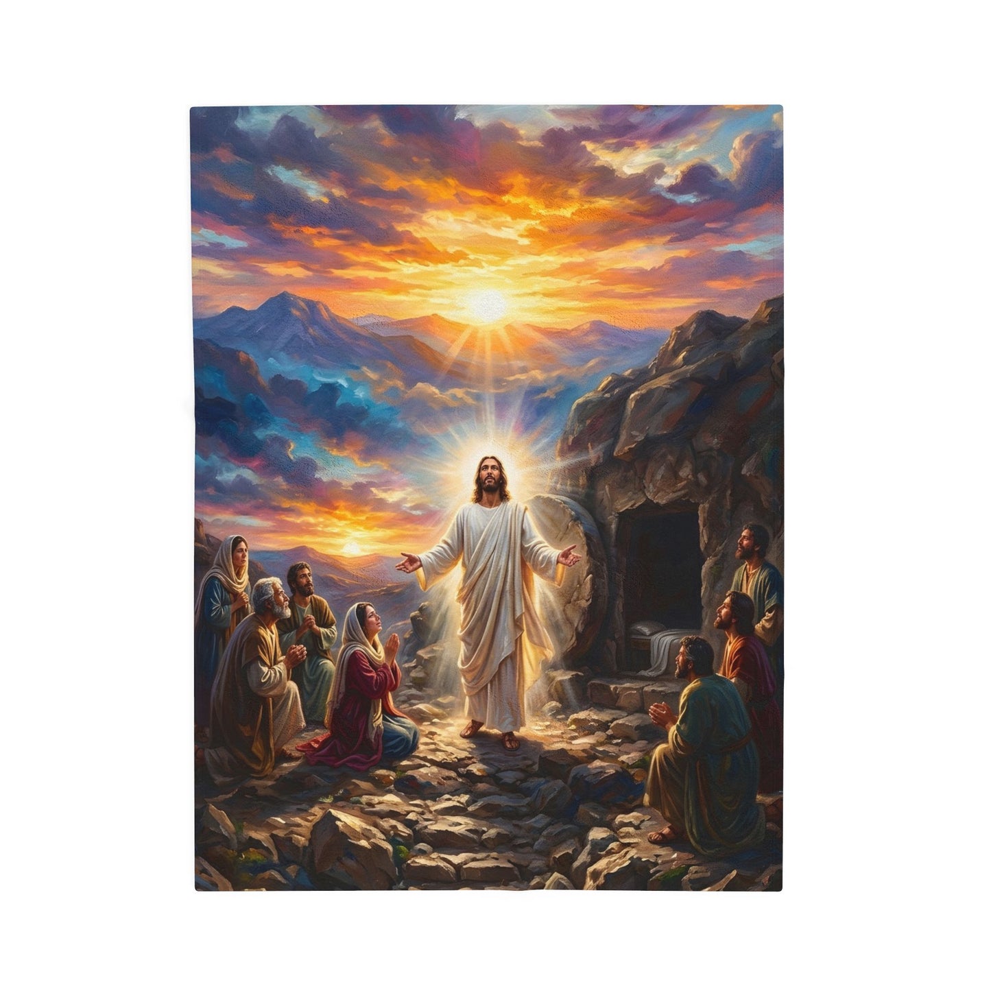 “He Is Risen - The Empty Tomb at Dawn” - Plush Blanket