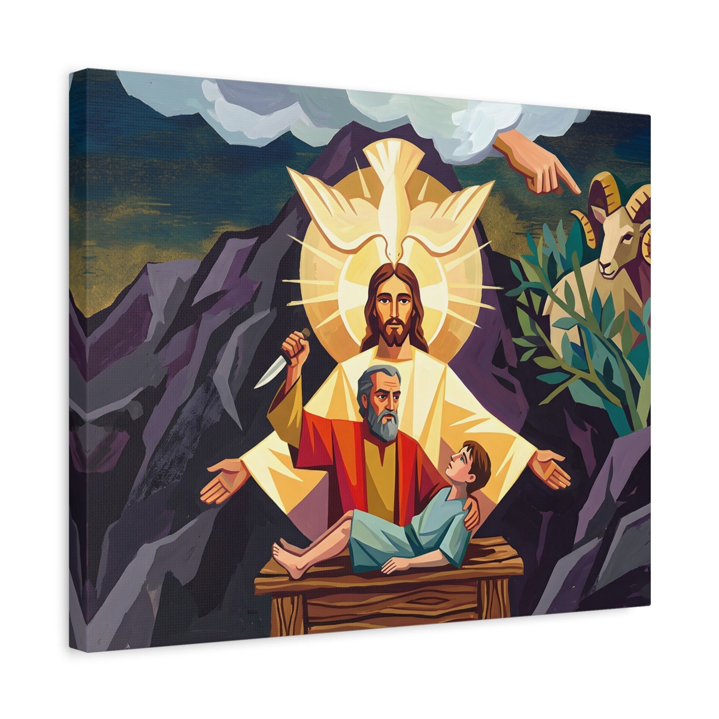 “The Lord Will Provide - Abraham and Isaac on Mount Moriah” - Canvas Art